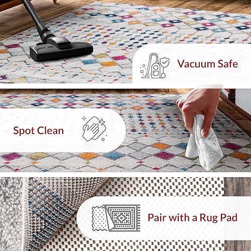 Miniatura 82 de nuLOOM 2x8 Alfombra de Área Blythe Marroquí, Negro y Blanco, Diseño Bohemio Desvanecido, Resistente a Manchas, Para Dormitorio, Comedor, Sala