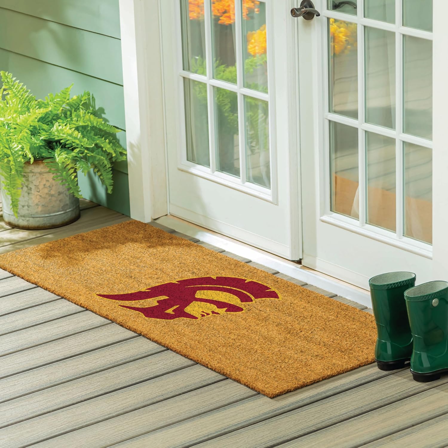 Team Sports America NCAA University of Southern California Coir Doormat 60"x24", Officially Licensed Team Logo, Extra Large Front Door Mat, Non-Slip Welcome Mat for Double Doors Porch Patio