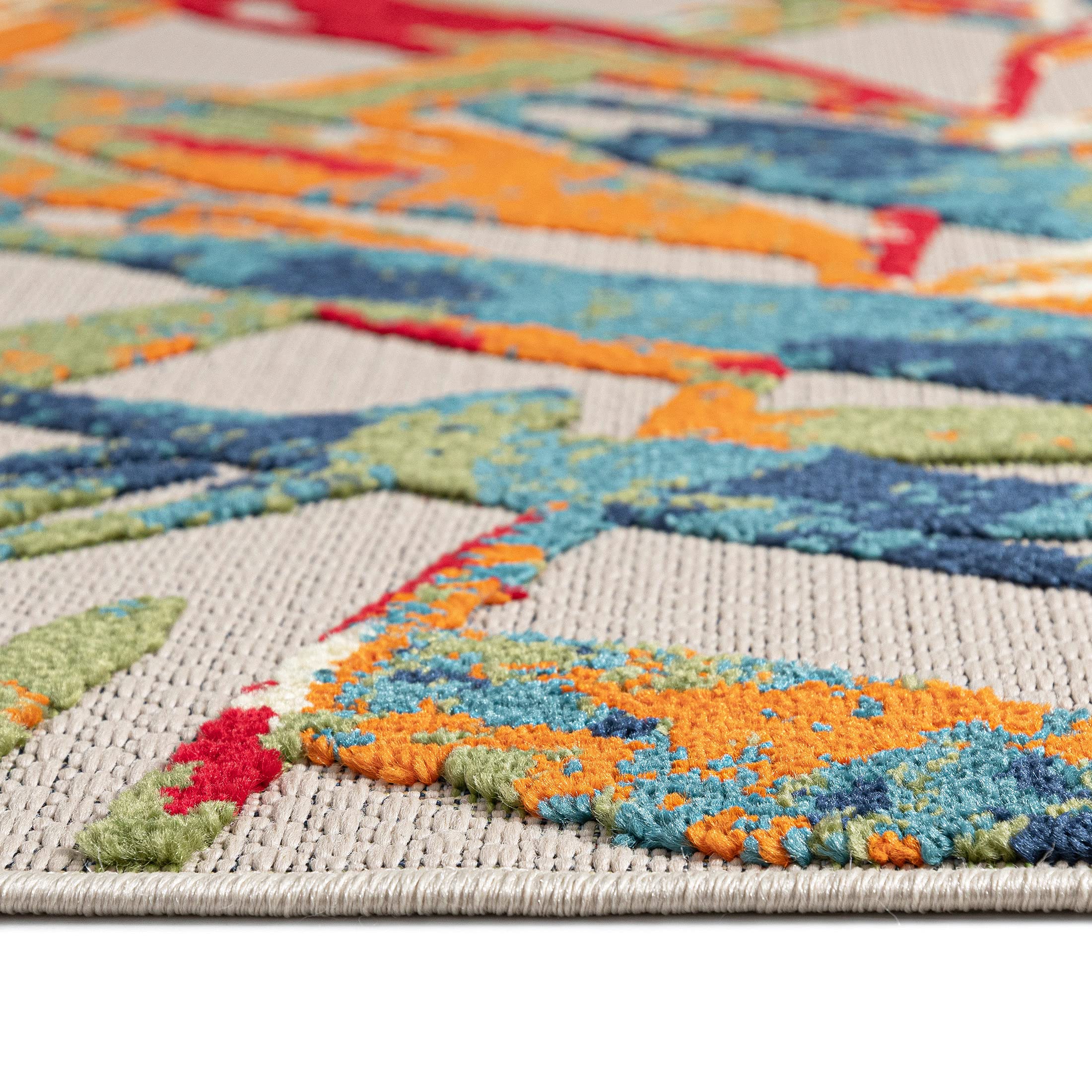 Carpeto Grand Intérieur et Extérieur Tapis Balcon 160x230cm Crème Végétal | Intérieur et Extérieur Tapis pour Salon Chambre Terrasse Boho Résistant aux Intempéries Anti-Allergène Résistant aux UV