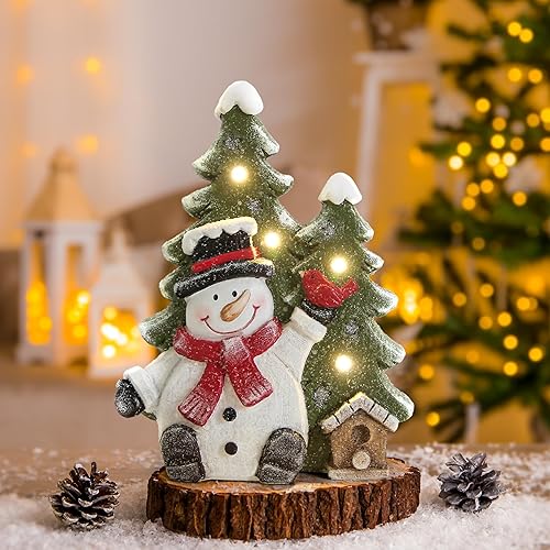 Miniatura 6 de Decoración de muñeco de nieve de Navidad con luces LED, estatuas de muñeco de nieve y figuras para decoración de Navidad en interiores, regalos de
