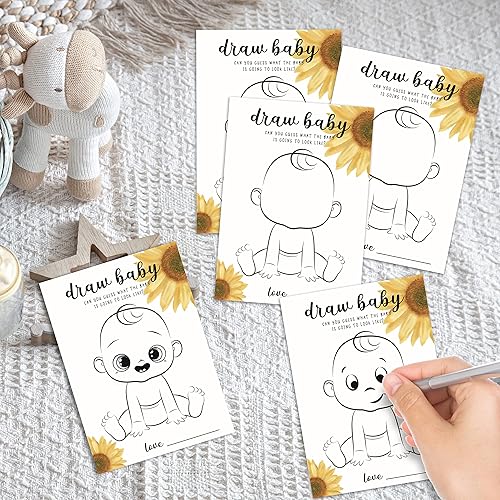 Miniatura 3 de Juegos de dibujar baby shower, juego de fiesta de revelación de género para niños o niñas, suministros para actividades de fiesta de baby shower,