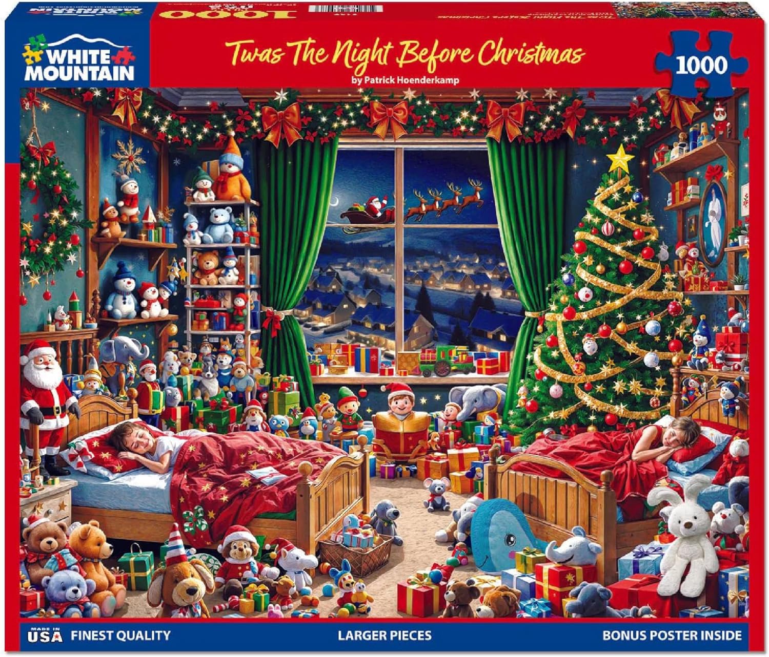 White Mountain 1000 Piece Jigsaw Puzzle Winter Christmas Holiday Puzzles for Adults and Teens 24"x30" Large Pieces - TWAS The Night Before Christmas