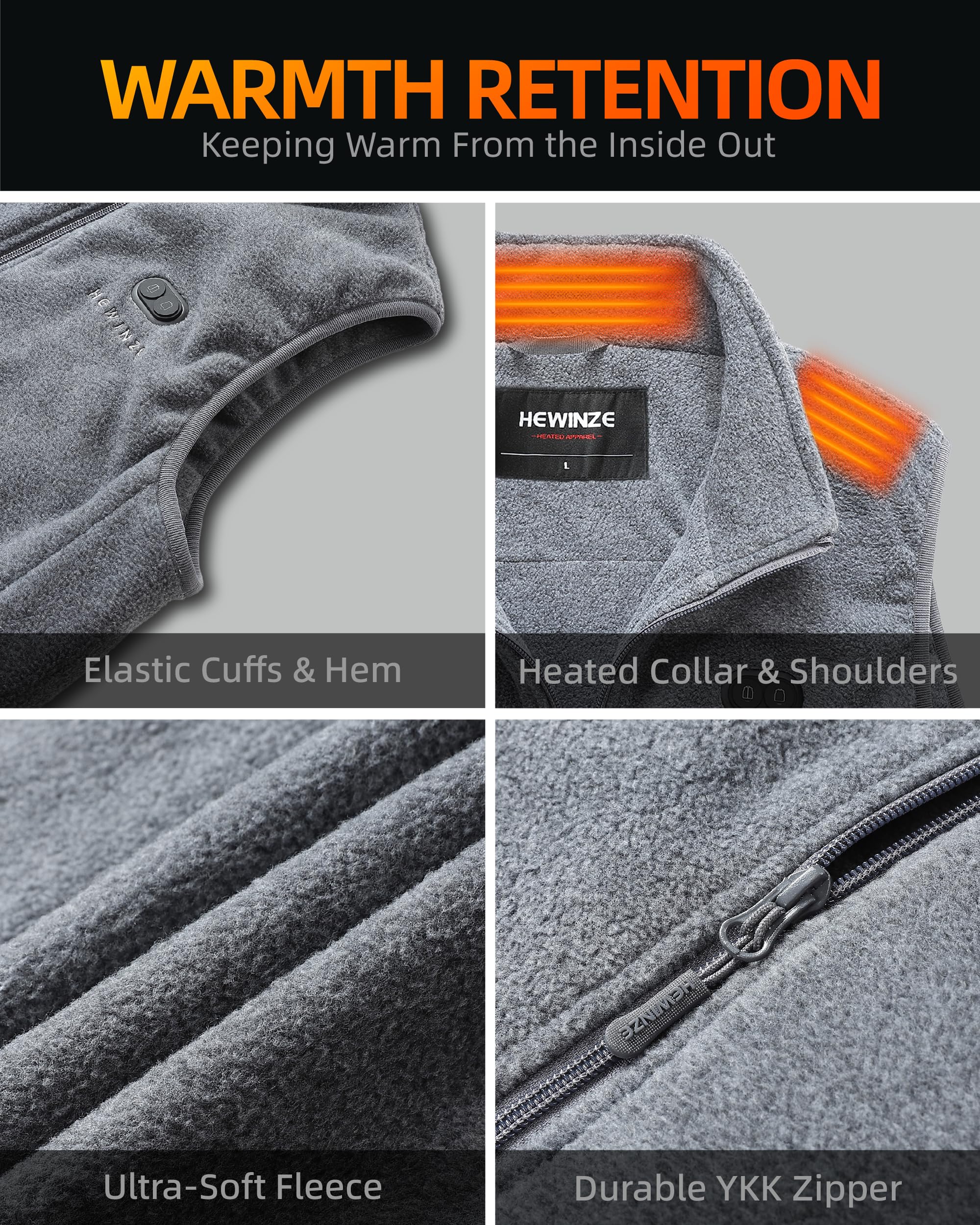 HEWINZE Gilet riscaldato in pile da donna - Gilet caldo con batteria da 7,4 V, gilet riscaldato per la caccia.