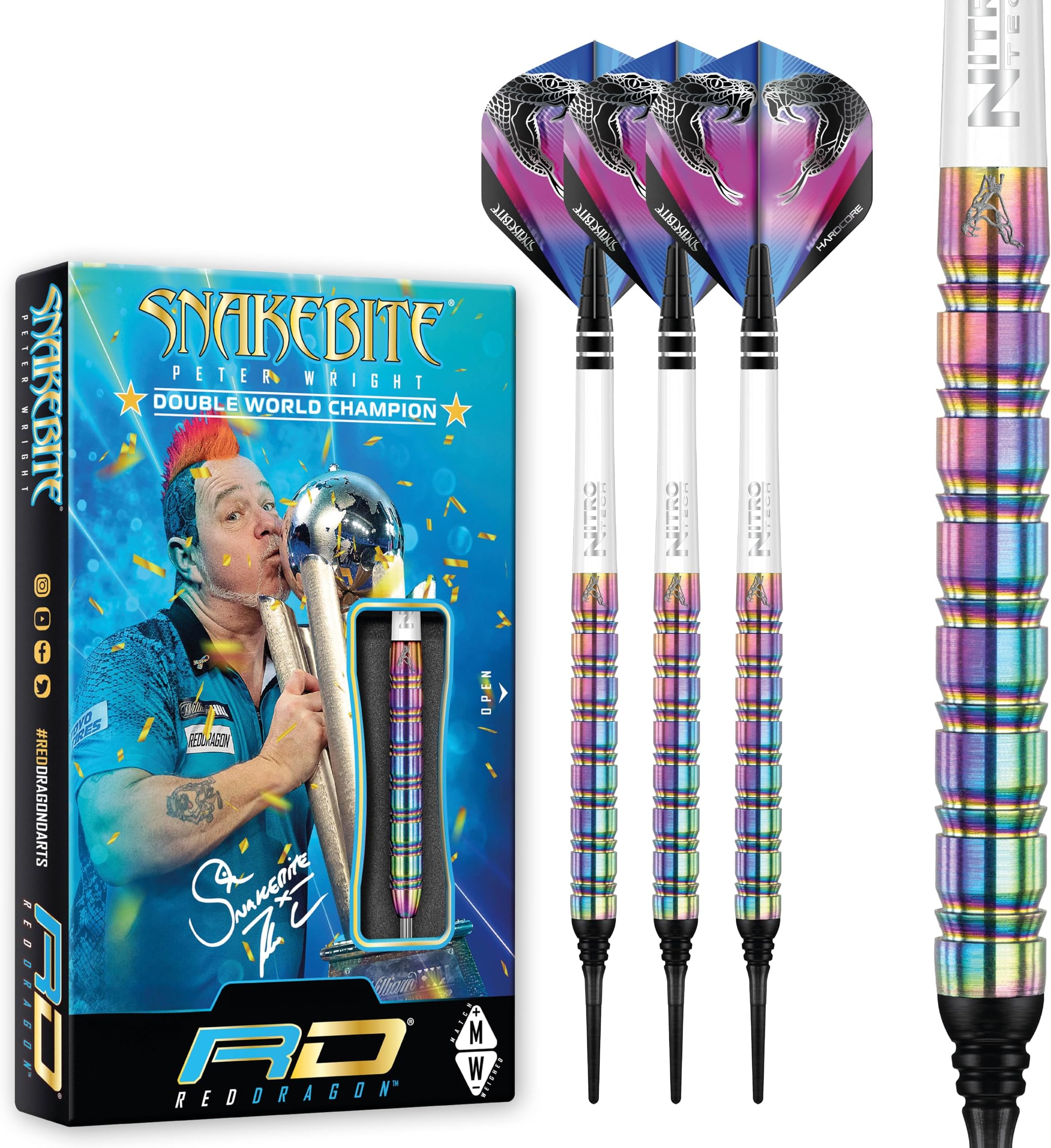 Peter Wright Snakebite 1 Professional Darts Tungsten Dart Set with Flights and Shafts