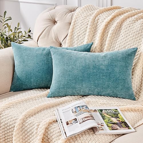 Miniatura 1 de GAWAMAY - Juego de 2 fundas rectangulares decorativas de 12 x 20 pulgadas para almohadas lumbares o cojines, de felpilla supersuave, para sala,