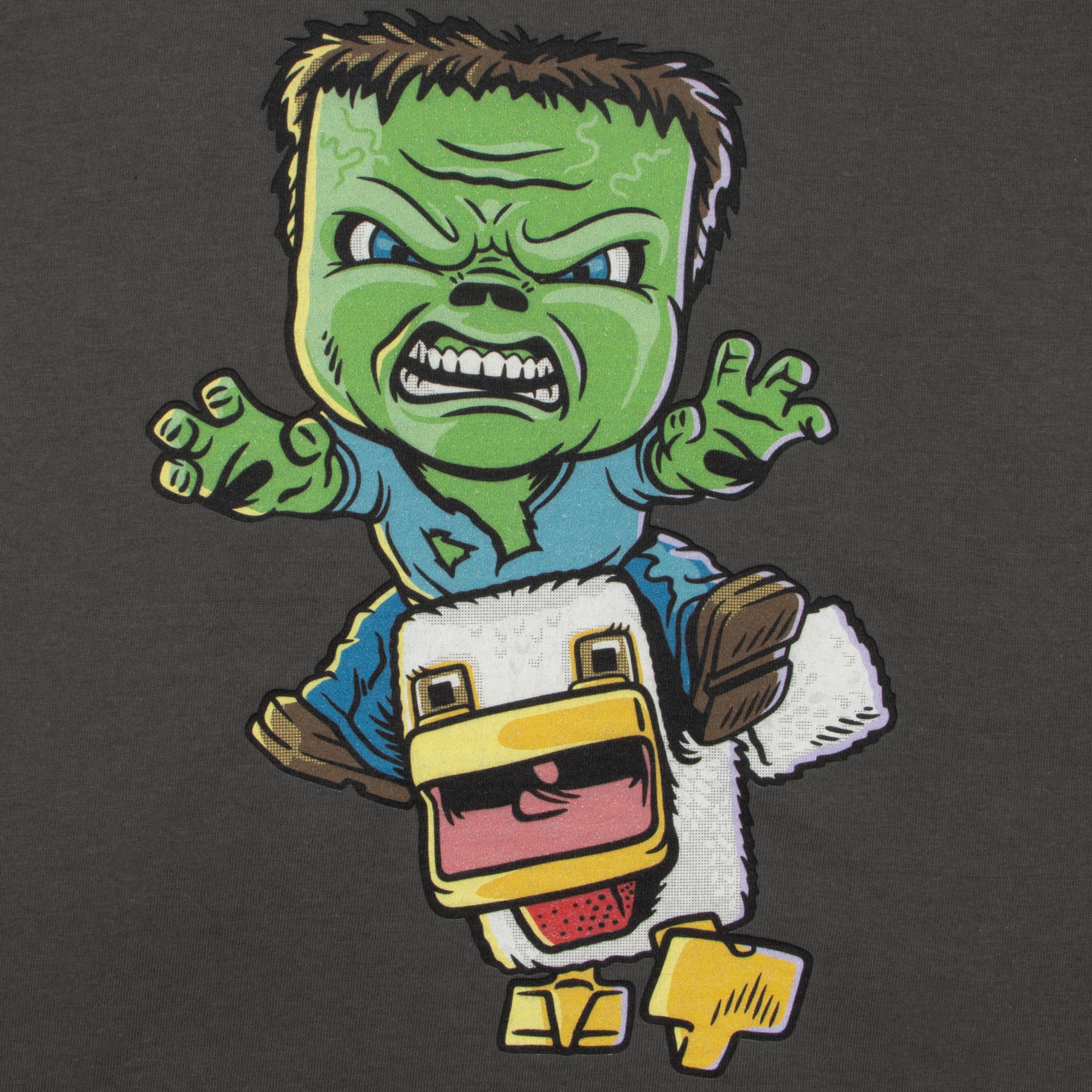 Minecraft Tshirt, Chicken Jockey Jungen Tshirt, T Shirt Jungen Sommer, T-Shirt Kinder Baumwolle, Grau 140