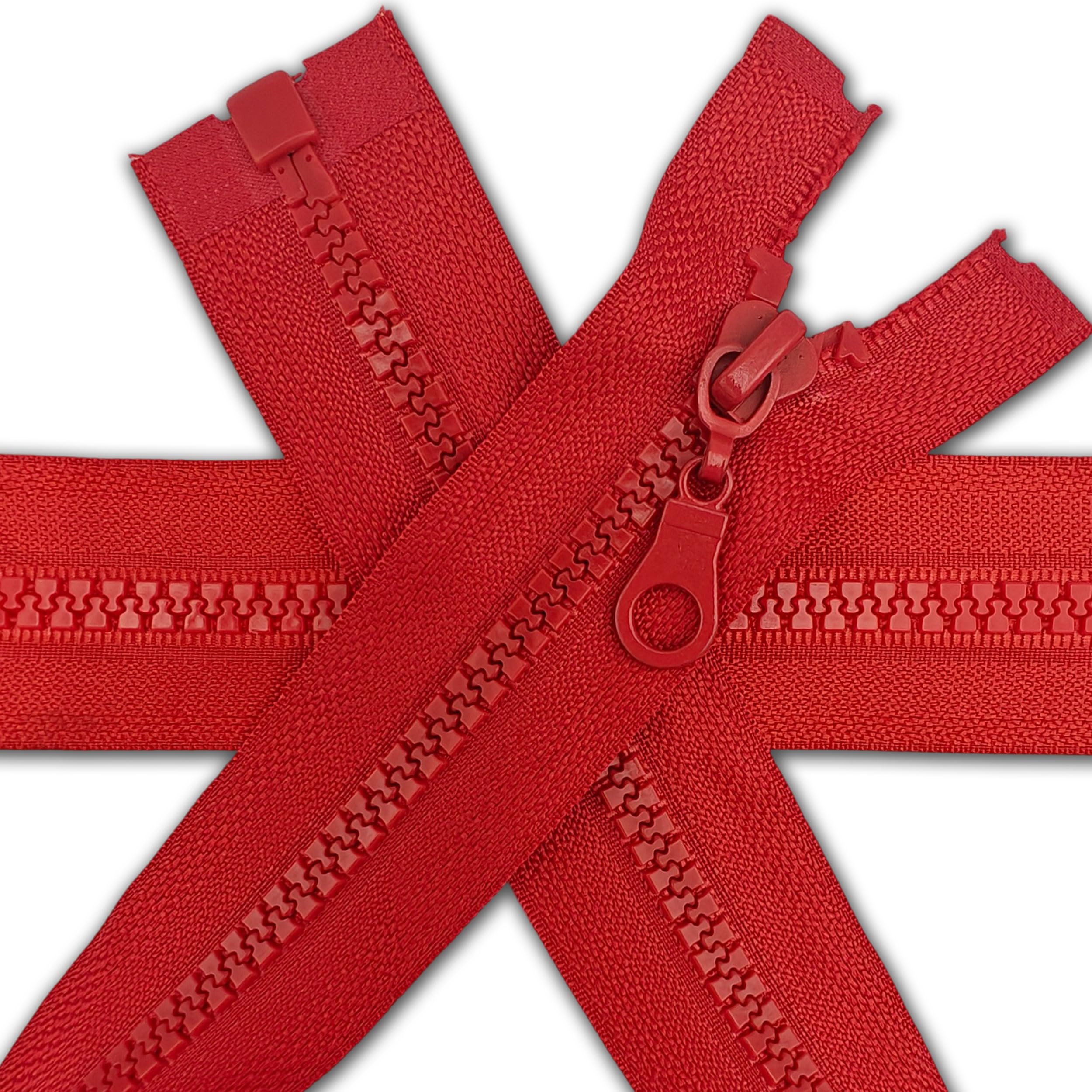 1 pc Red Chunky Zipper 33.5'' | Open-End Fastener Size #5 | Single Slider, One-Way Plastic Resin Zip for Sewing, Jackets, Coats, DIY Repair, Tailoring | Replacement Zipper 85cm