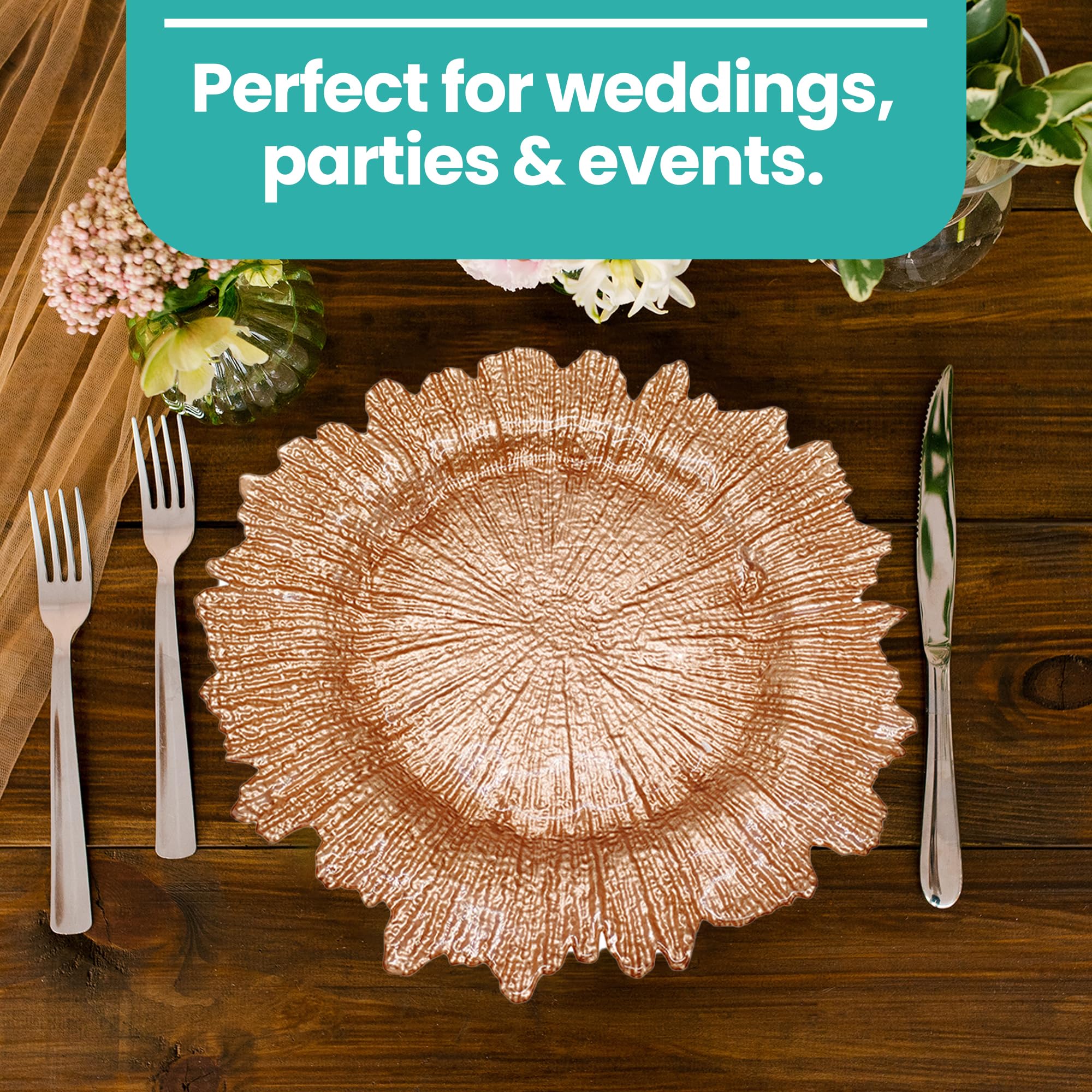 Trimming Shop Decorative Charger Plates, Ribbed Edge Design Polypropylene Plates For Dinner Table Decoration, Weddings, Birthday, Party, Tableware