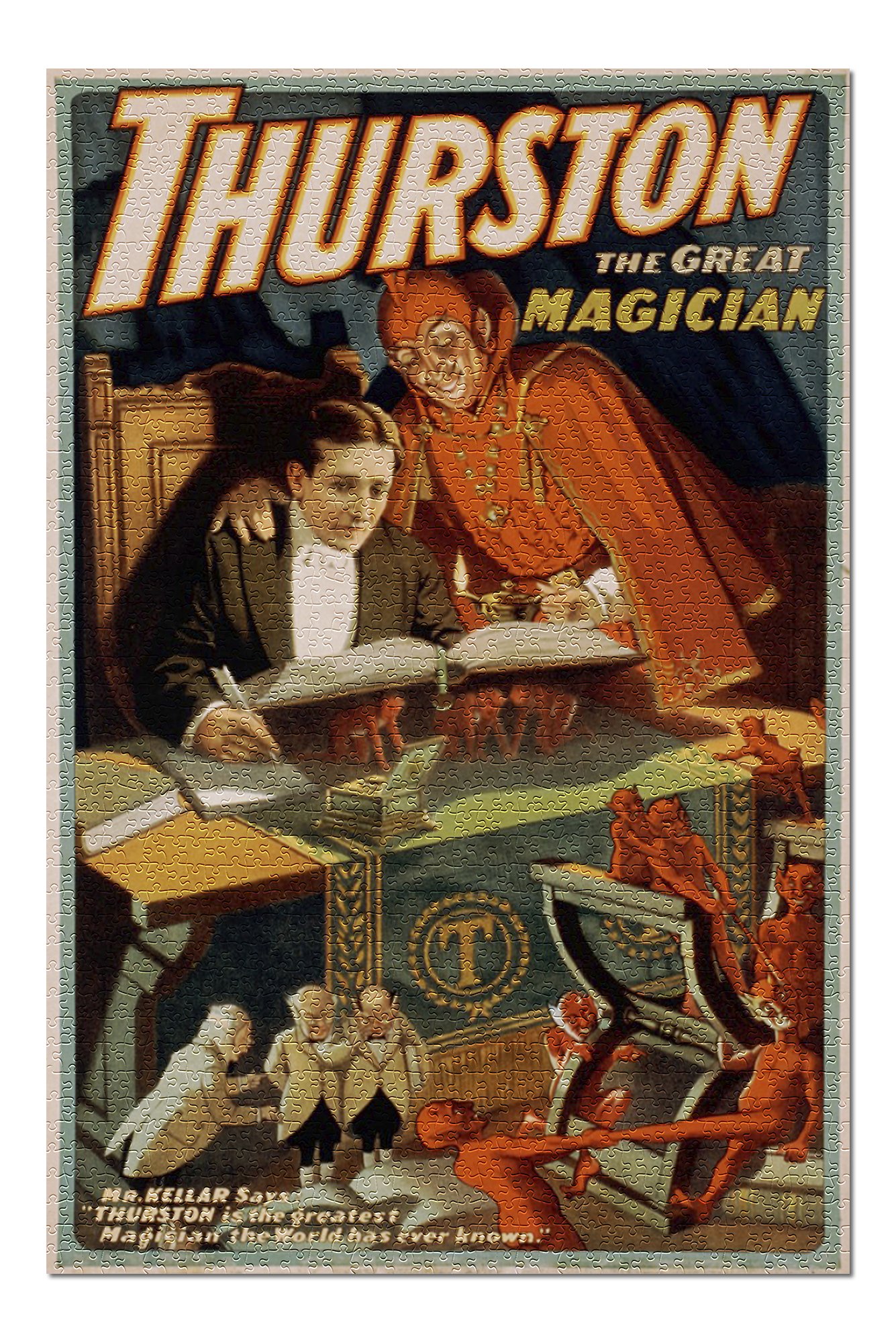 Thurston The Great Magician with Devil Magic, Vintage Theater Advertisement (1000 Piece Puzzle, Challenging Jigsaw Puzzle for Adults, Made in USA)