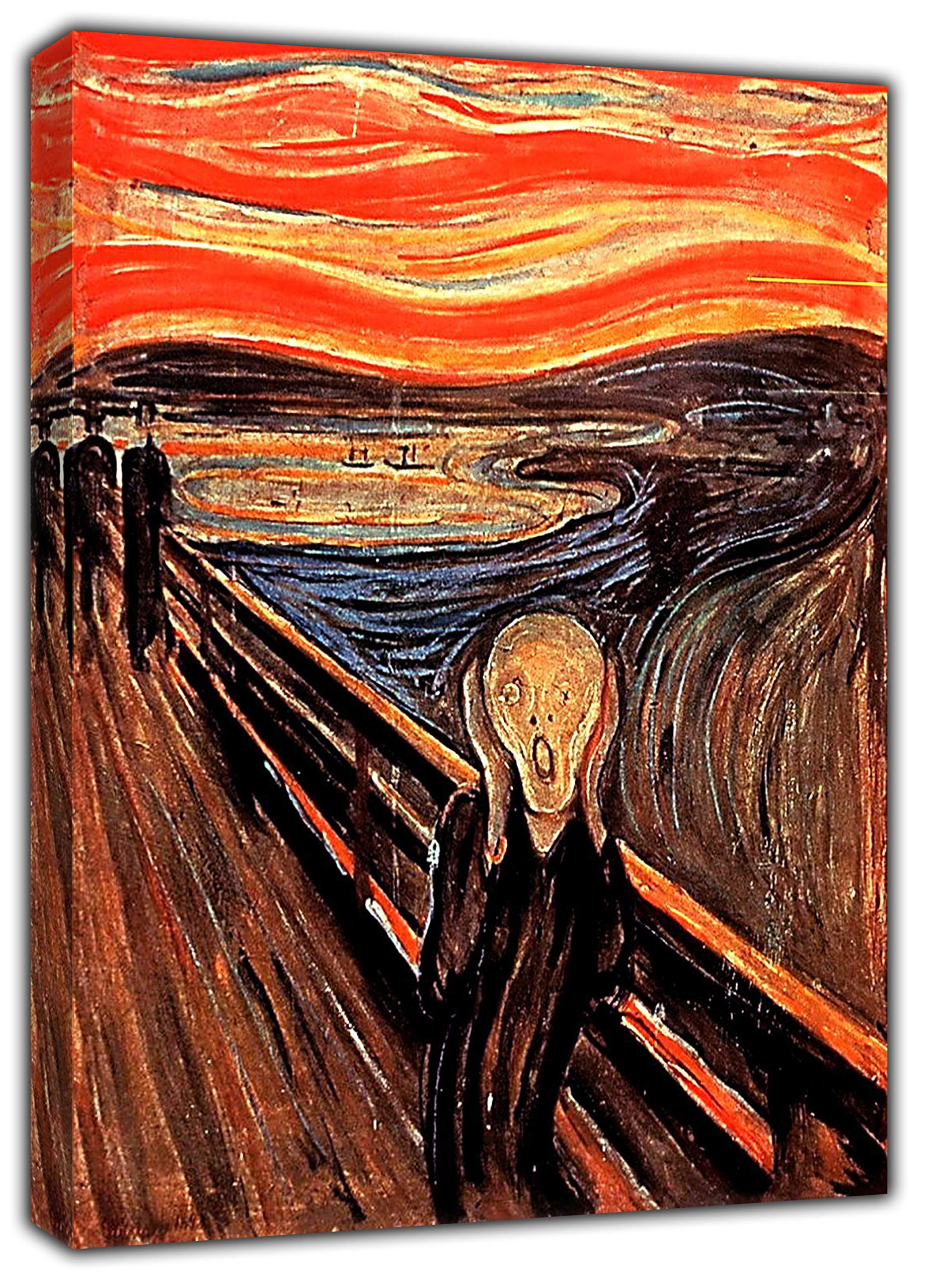 Artsprints Scream Paint By Edward Munch Reprint On Framed Canvas Wall Art 20 X 12 Inch -18Mm Depth
