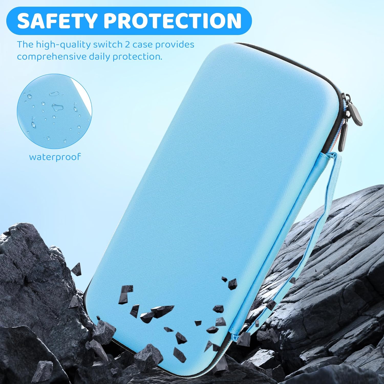 PAWDIARY Switch 2 Carrying Travel Case for Accessories Storage, Portable Bag Compatible with Nintendo Switch 2 2025 Console, Large Capacity Hard Shell Switch 2 Accessories Bundle - Blue - Image 5