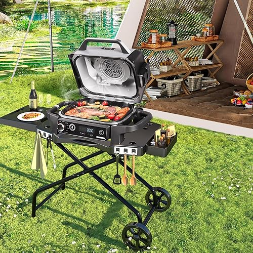 Miniatura 9 de GRISUN Carro de parrilla portátil y plancha de hierro fundido para parrilla Ninja Woodfire Serie OG700