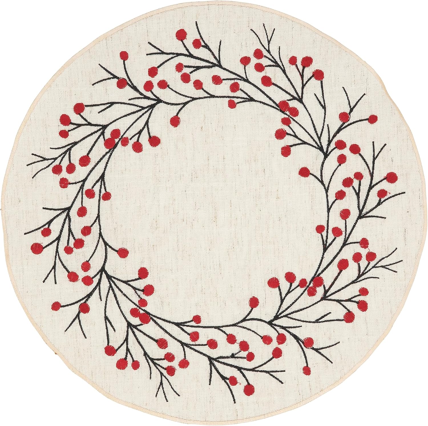 Festive Embroidered Berry Placemat (Set of 4)