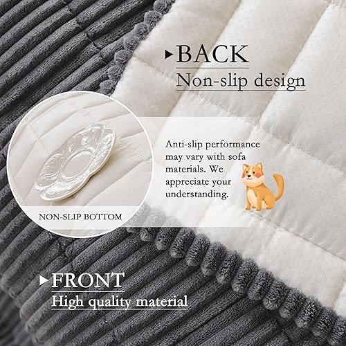 Miniatura 4 de MYSKY HOME Funda de sofá lavable para perros, funda de sofá para perro, lavable, antideslizante, protector para 2 cojines y sofás (gris oscuro, 27.6