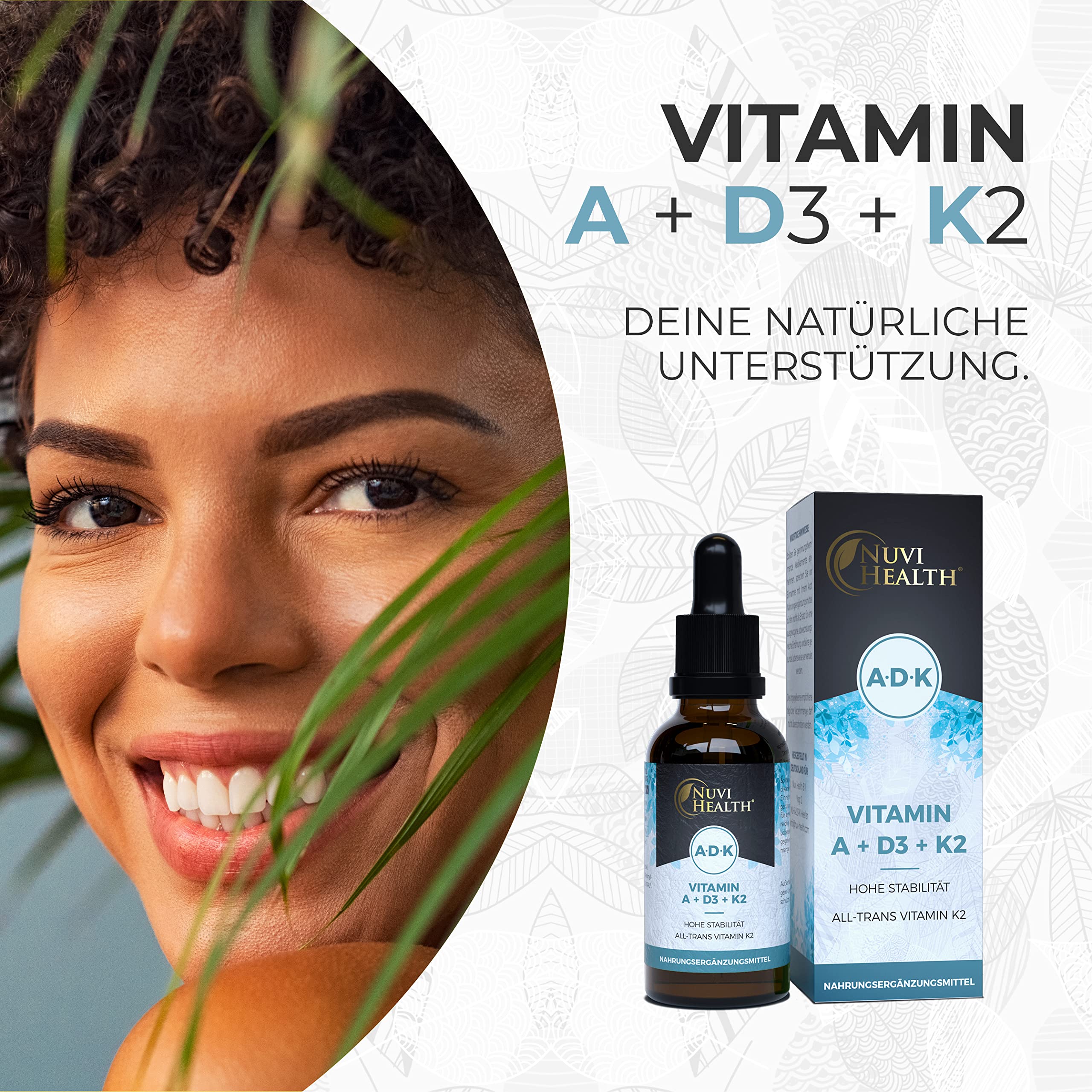 Vitamin A + D3 + K2 Tropfen - 50 ml Flasche - Premium: 99,7+% All-Trans (K2VITAL® von Kappa) + hoch bioverfügbares Vitamin D3 + A (Retinol) - Flüssig - Laborgeprüfte Qualität
