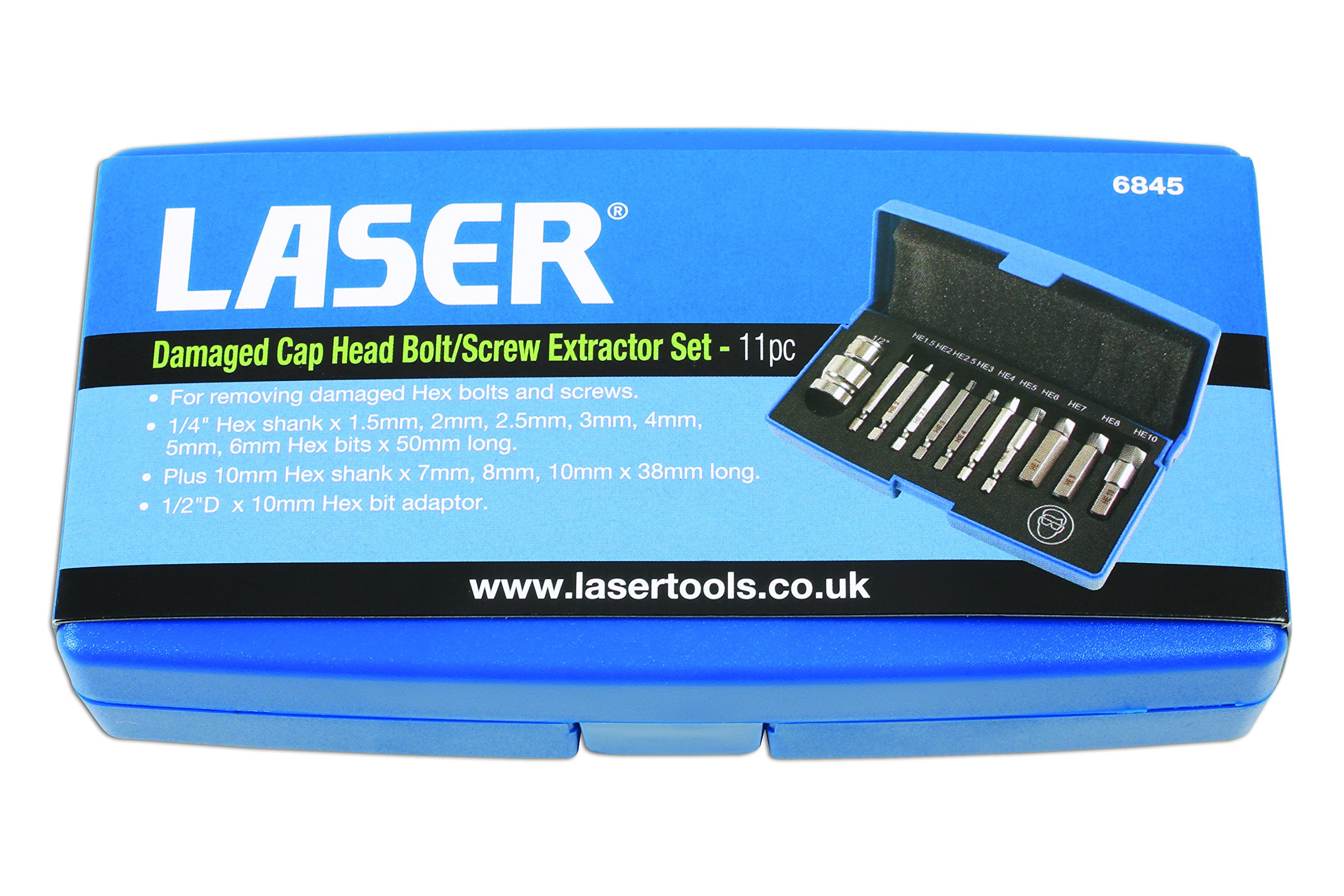Laser 6845 Damaged Cap Head Bolt/Screw Extractor Set 11pc
