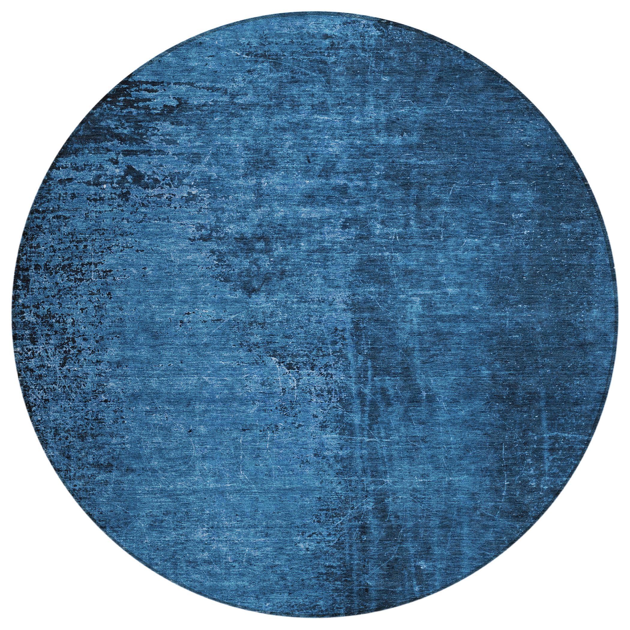 Addison Rugs Chantille ACN554 Blue 8' x 8 Indoor Outdoor Round Area Rug, Stain Resistant, Machine Washable, Non Shedding, Bedroom, Living Room, Dining