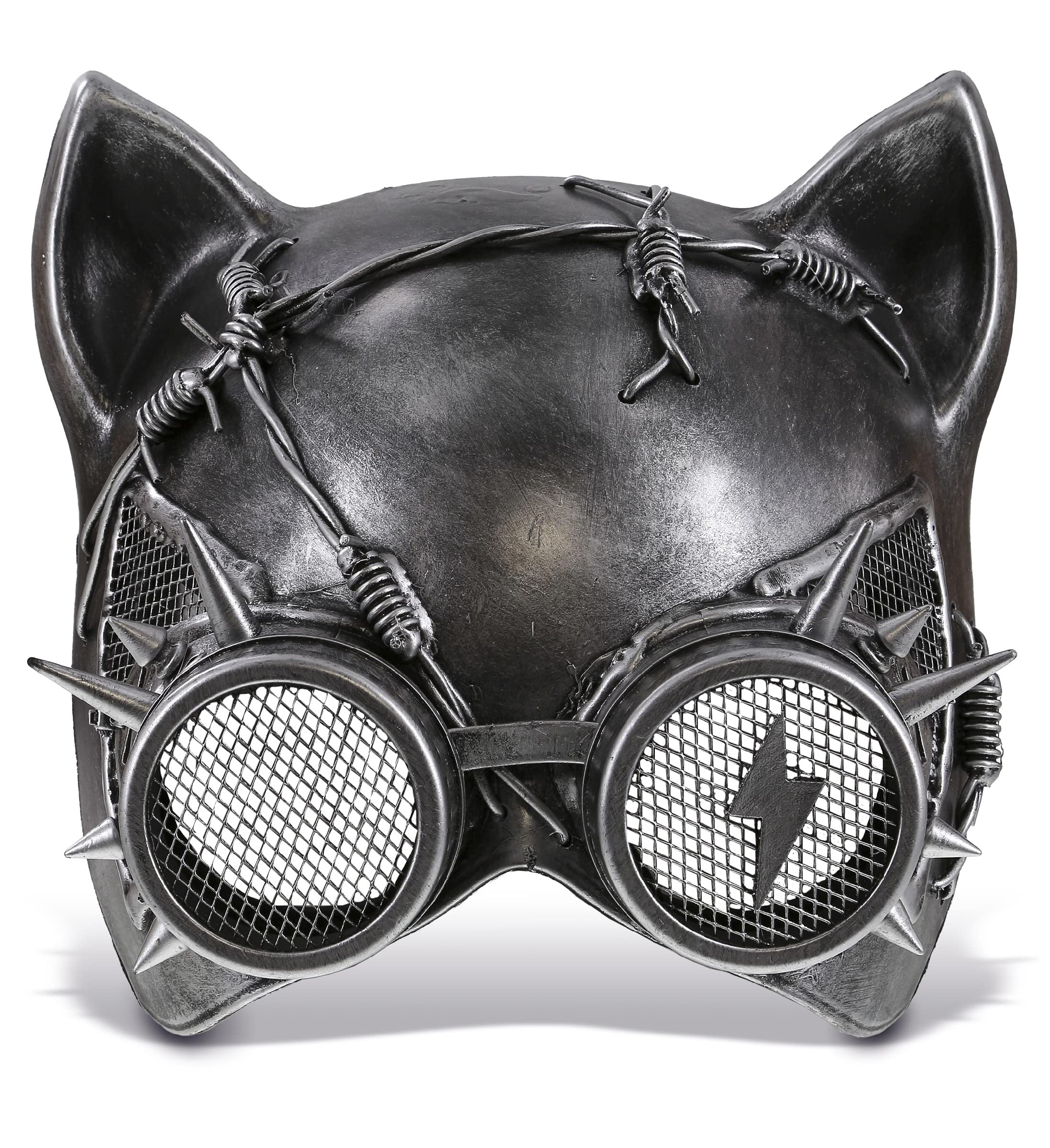 Attitude Studio Steampunk Metallic Cat Mask Costume With Goggle Eye Wear