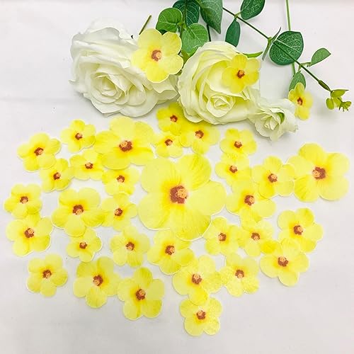 Miniatura 2 de 33 piezas para magdalenas, fiestas de cumpleaños, decoraciones de comida de fiesta de boda, tamaños mixtos (flores amarillas)