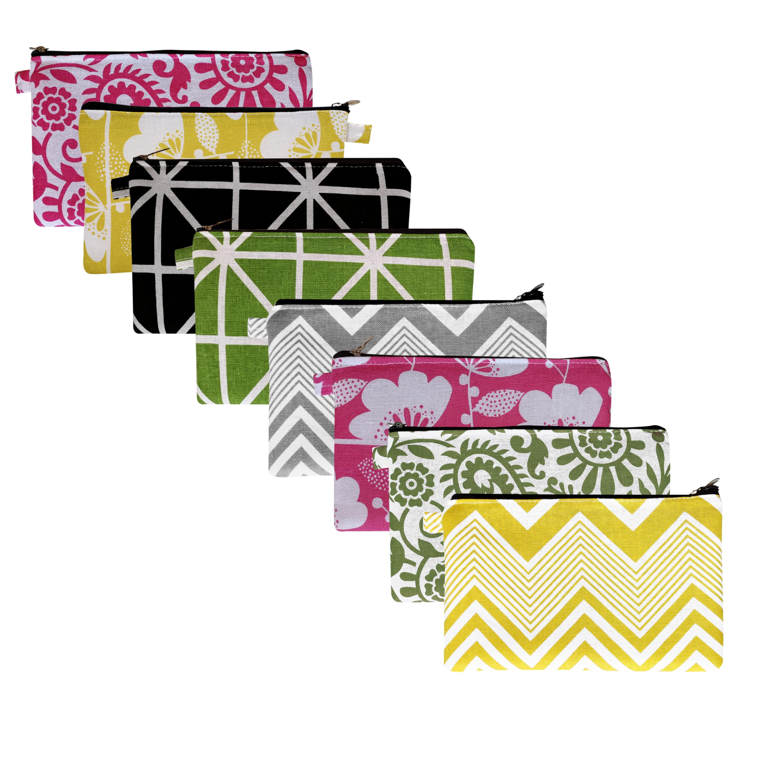 Kids Pencil Pouch - Cute Multi-Purpose Zipper Bag for School, Makeup, Return Gifts, & Travel – Pack of 8, Multicolor Size 12 X 20 Cm.