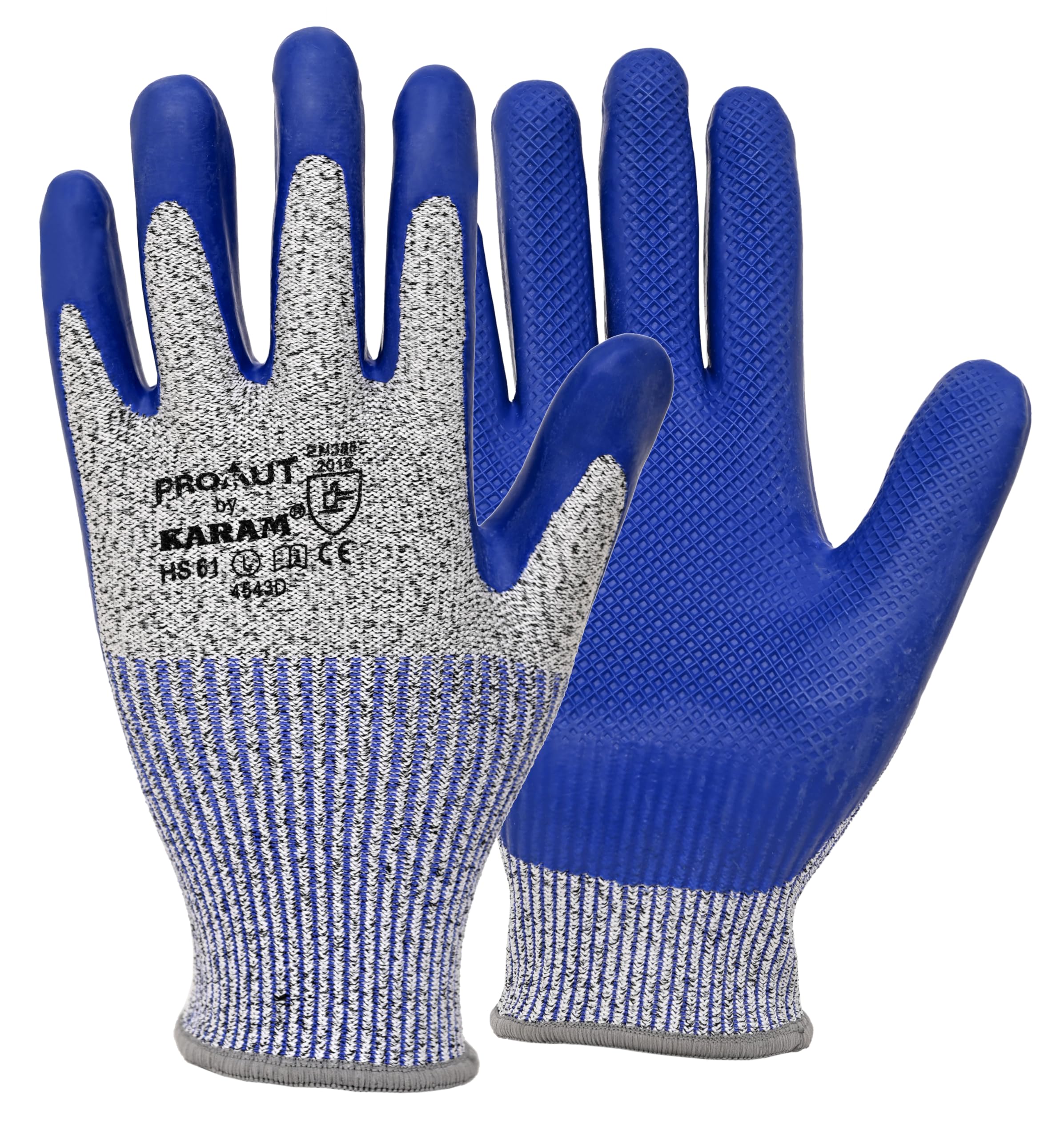 Karam HS61 Safety Gloves for Mechanical Hazards | Safety Work Gloves with HPPE Liner with Blue Latex Coating | Cut Resistant & Industrial Use | Abrasion, Tear & Puncture Resistant | Size-L (B0CPYFYSCK) Amazon Price History, Amazon Price Tracker