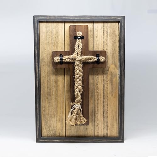 Wedding Cord of Three Strands Ceremony Wall Cross Natural Wood & Rope Unity Candle Alternative