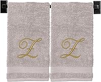 Vista 28 de Toallas de mano beige para baño, monogramadas, toallas turcas de algodón de lujo, bordadas en Estados Unidos, juego de 2, elige el color y la letra