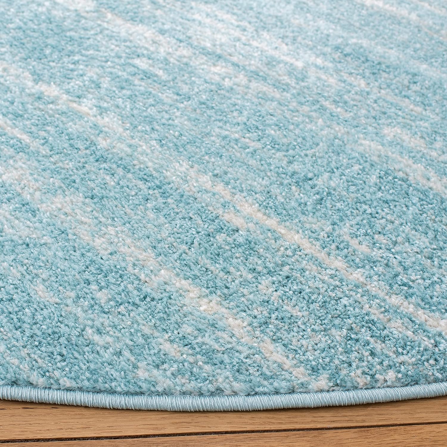 SAFAVIEH Adirondack Collection Area Rug - 6'7" Round, Aqua & Ivory, Modern Ombre Design, Non Shedding & Easy to Clean, Ideal for Living Room, Bedroom, Office, Dining Space (ADR113J)