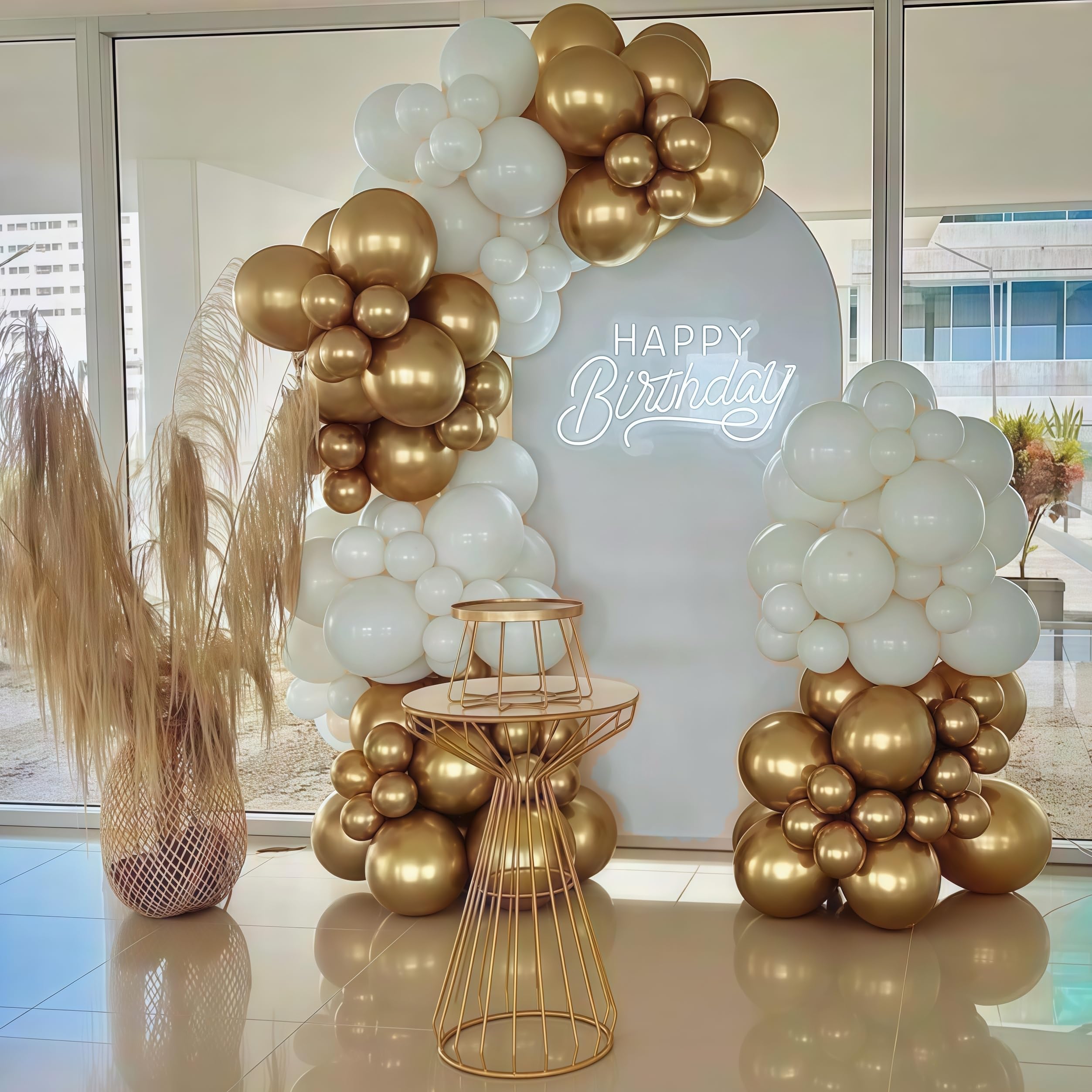 Isndare Metallic Gold Balloons Set, 35pcs 12 Inch White Gold Confetti Latex Balloons, Perfect for Birthday, Wedding, Engagement, Bridal Shower, Baby New Year, Unisex Adults 2