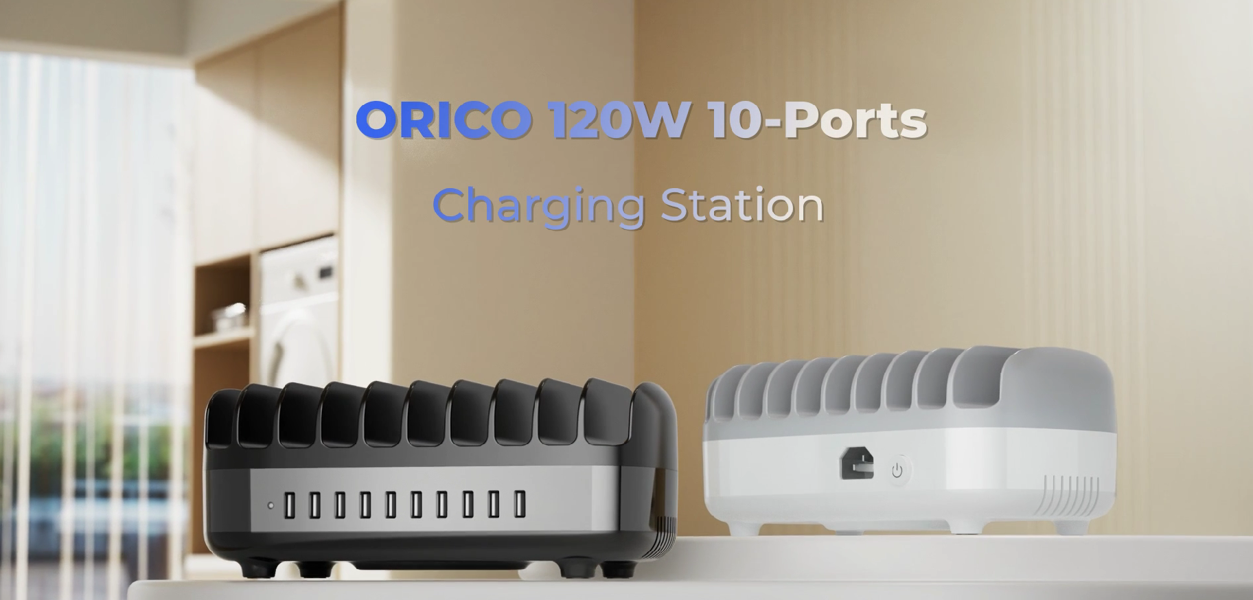 Stazione Di Ricarica ORICO 120W A 10 Porte Con Ventola - Dock Per Caricare IPhone, Tablet, Smartphone Tutti Insieme