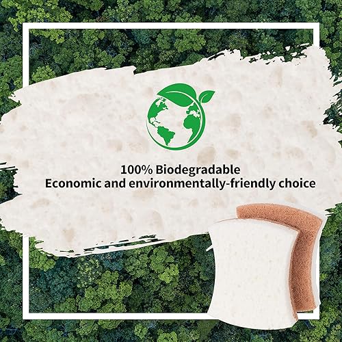 Miniatura 7 de Esponja natural para platos, 12 unidades, esponja exfoliante antiarañazos, esponja de celulosa de cocina multiusos ecológica, esponja de doble cara