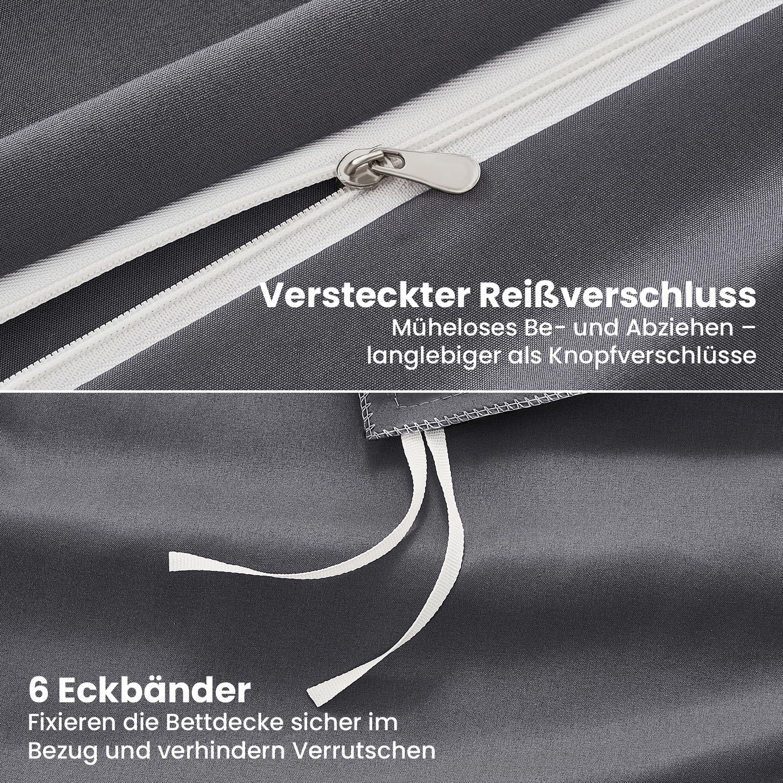 Bettwäsche 135x200 4Teilig Grau ÖKO-TEX Superweich Mikrofaser Bettwäsche-Sets 2 Bettbezüge 135x200+2 Kissenbezüge 80x80-alle mit Reißverschlus Duvet Cover Bedding & Linen Deckenbezug 135x200
