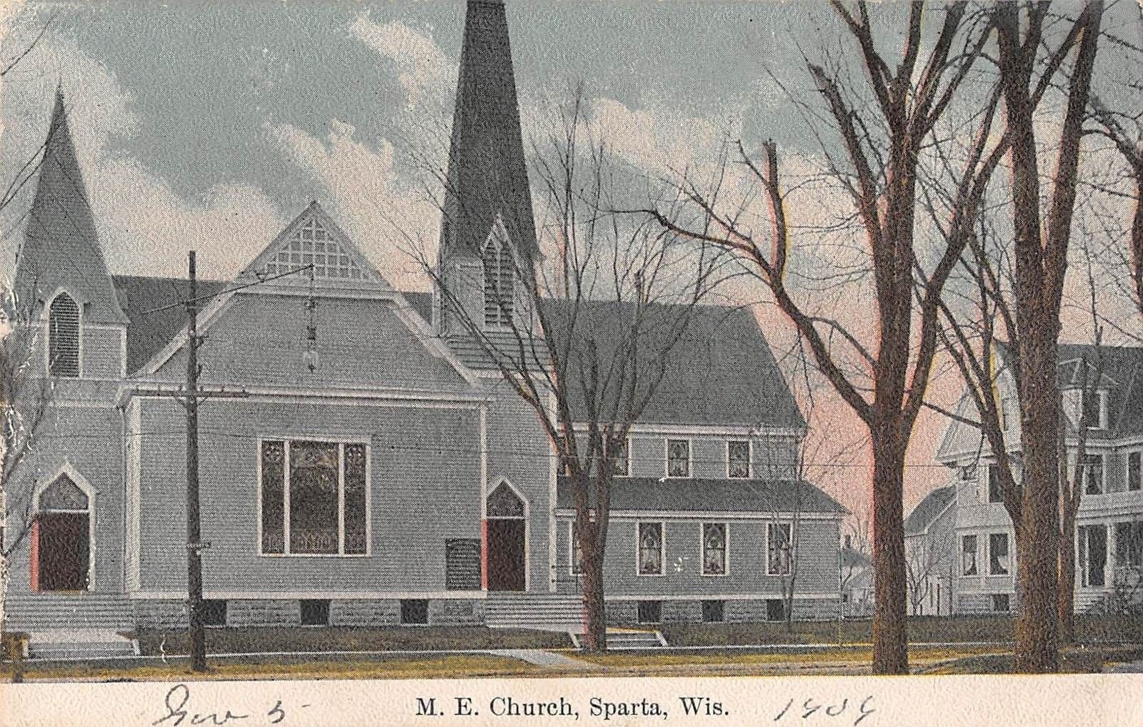 M.E. Church, Sparata, Wisconsin Antique Postcard T1557