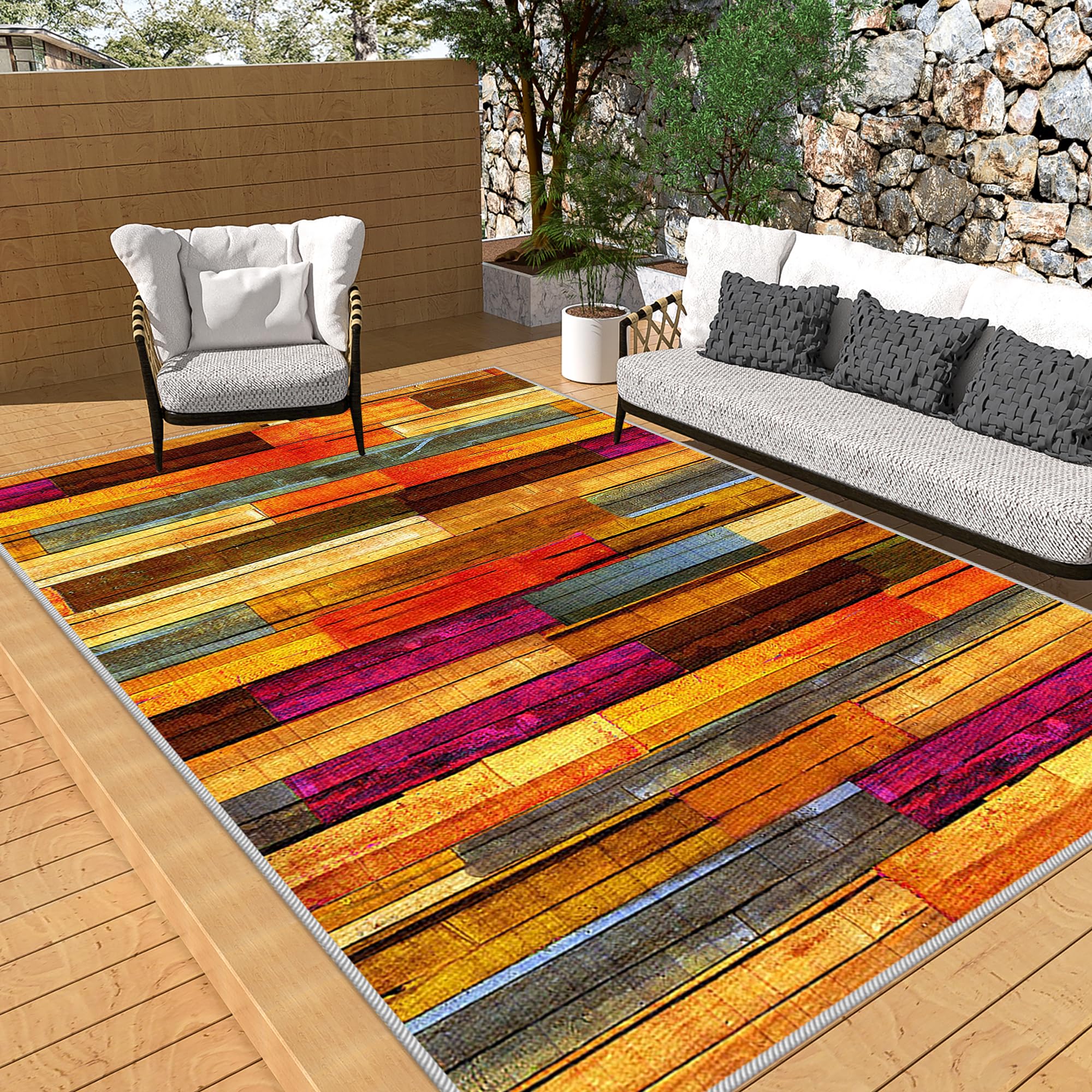Tapis salon lavable 180x190 cm à poil court pour chambre d'adulte