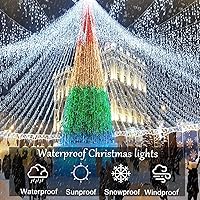 Vista 85 de Luces de Navidad azules al aire libre - 99 pies 1216 luces LED de carámbano para exteriores - Enchufe 8 modos luces centelleantes para decoraciones