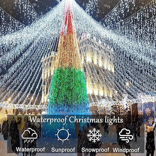 Miniatura 6 de Luces de carámbano de Navidad para exteriores, 400 luces LED de 33 pies para exteriores, luces de carámbano con temporizador de 8 modos impermeables