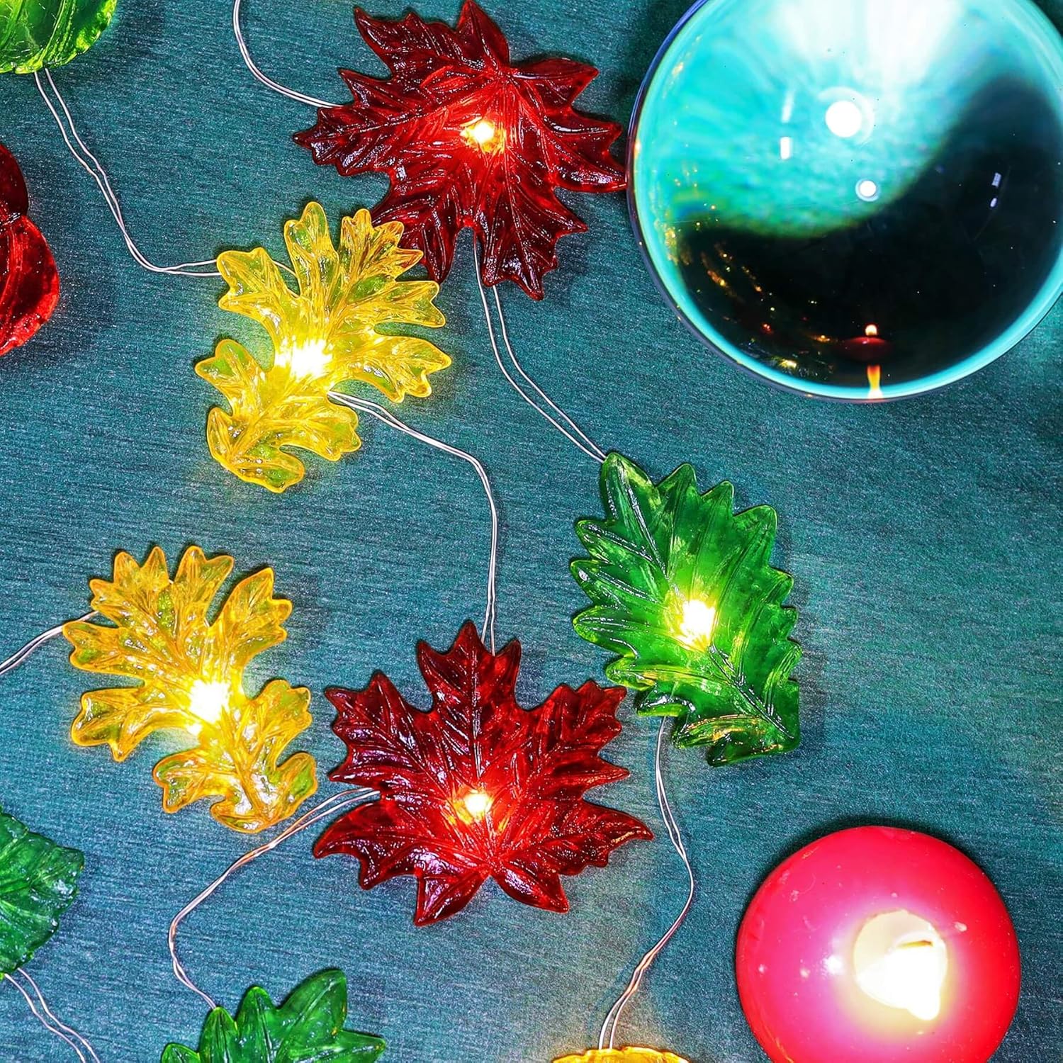 Fall Leaf Lights Thanksgiving Fairy String Lights Harvest Decorative Lights Maple Oak Decor 10ft 30LED USB Plug in or Battery Power Lights for Home Bedroom Autumn Wreath Tree Décor - Image 8