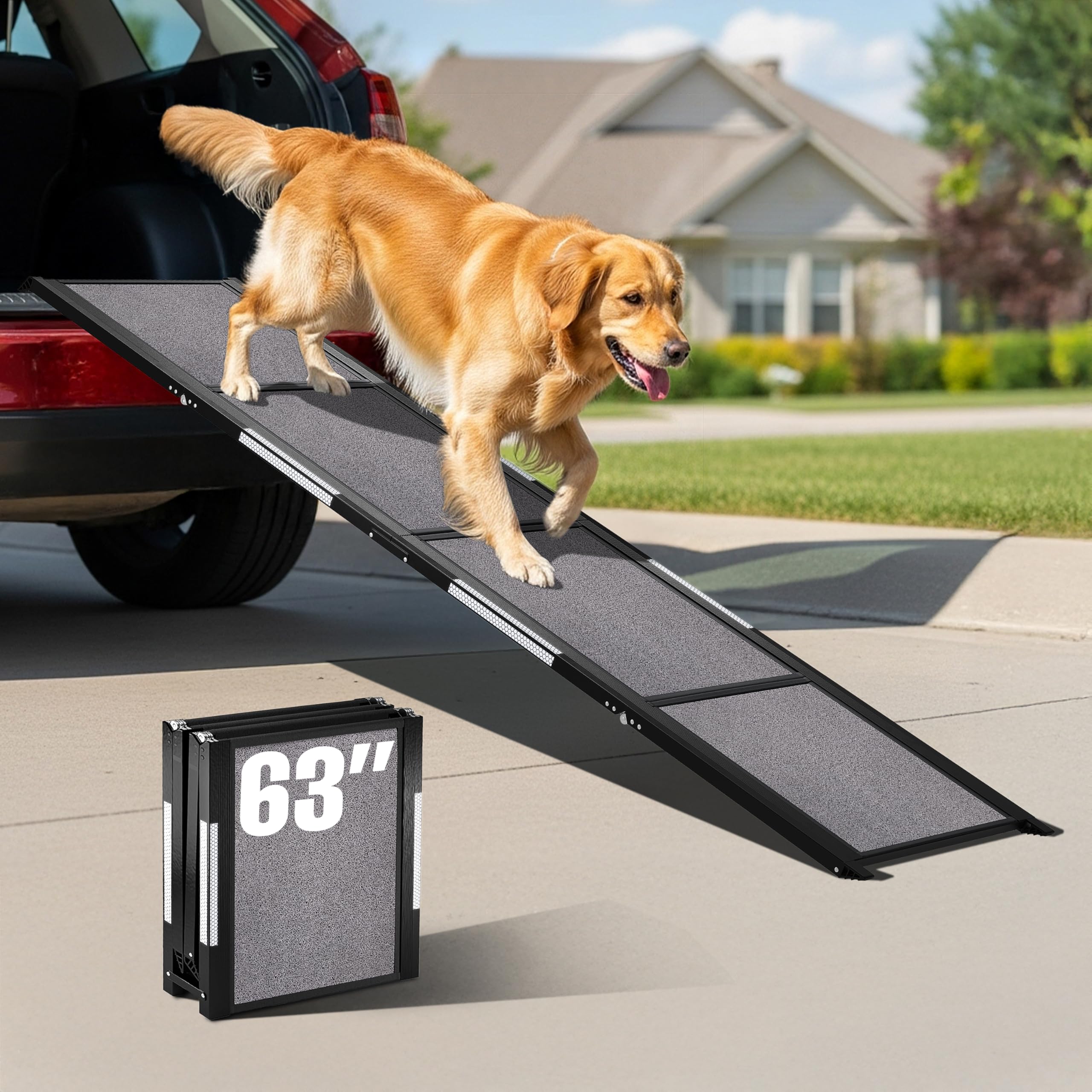 Dog Ramp for Car - 63" L x 17" W Portable Dog Ramp for Car