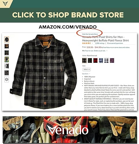 Miniatura 6 de Venado - Camisas de vellón con cuadros escoceses para hombre, suaves y pesadas