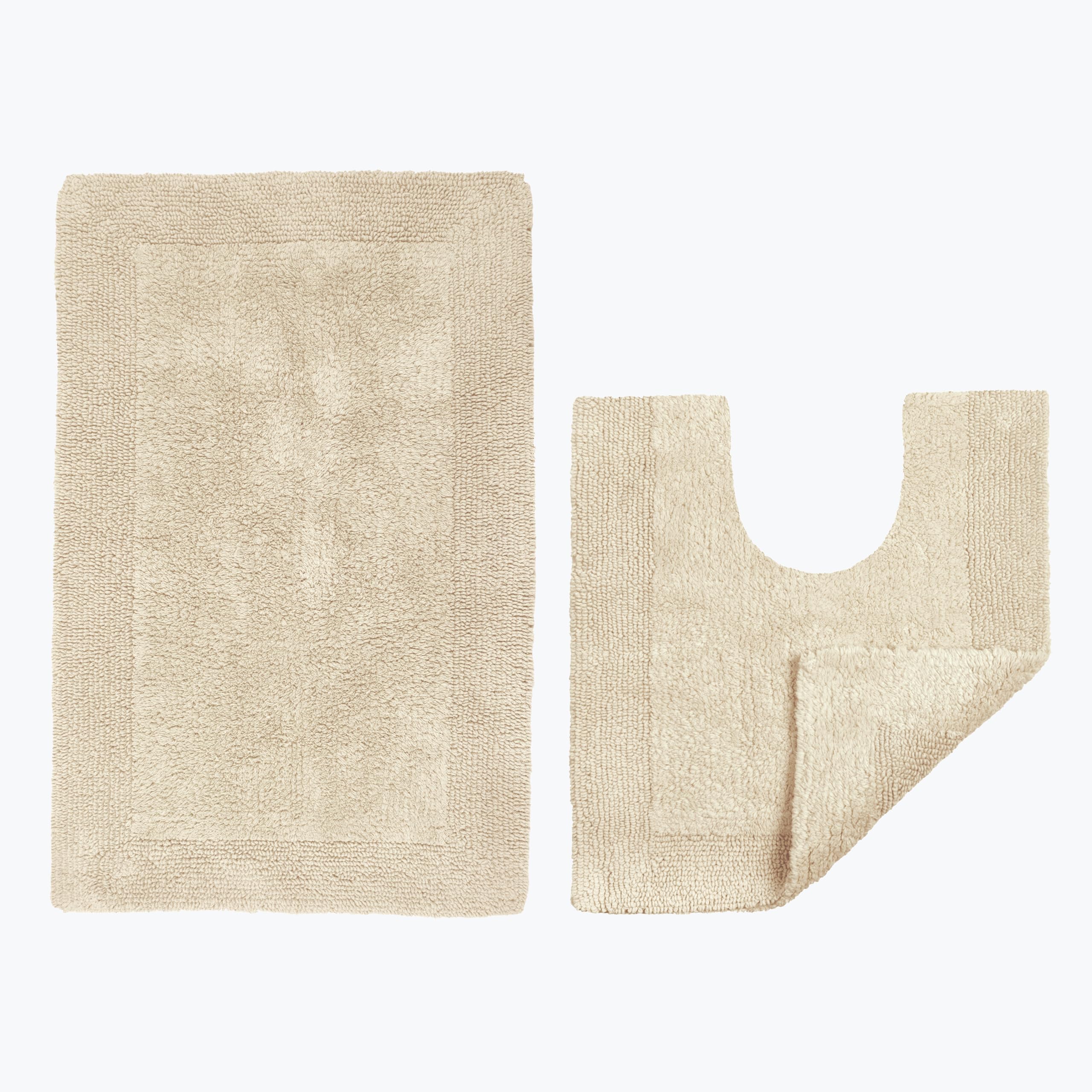 Allure Heavyweight 2 Piece Bath and Pedestal Mat Set, 100% Cotton, Reversible, Large Size (Stone) โ image 1