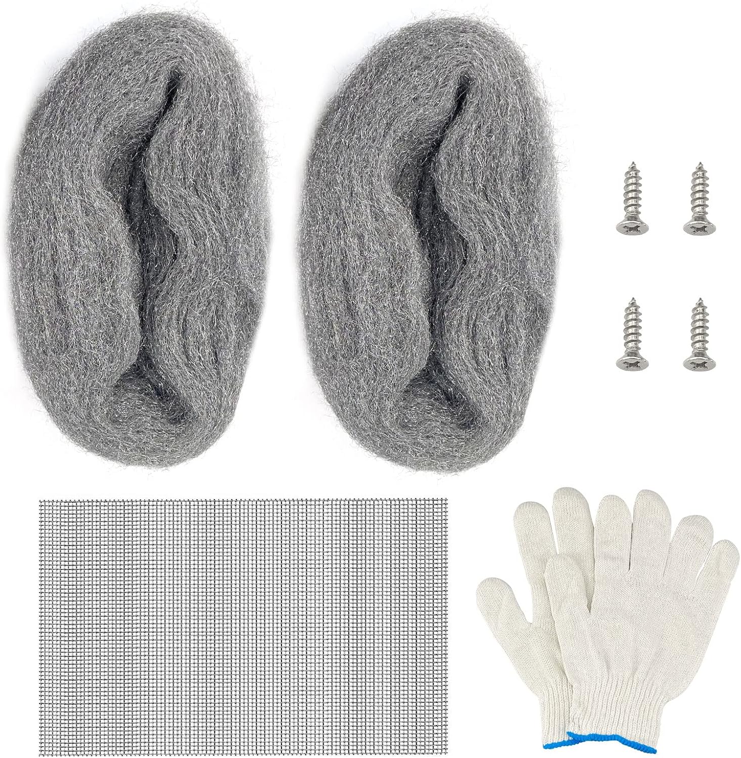 2pcs Steel Wool Mice Fill Fabric and 1pcs Woven Wire Mesh 304 Stainless