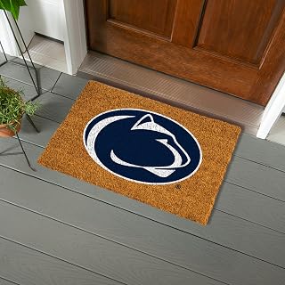 NCAA Penn State Natural Coir Doormat, Official Full Color Team Logo, 28 x 16 Inches, Non Slip Back, Front Door Welcome Floor Mats, Indoor Outdoor Entrance Home Décor