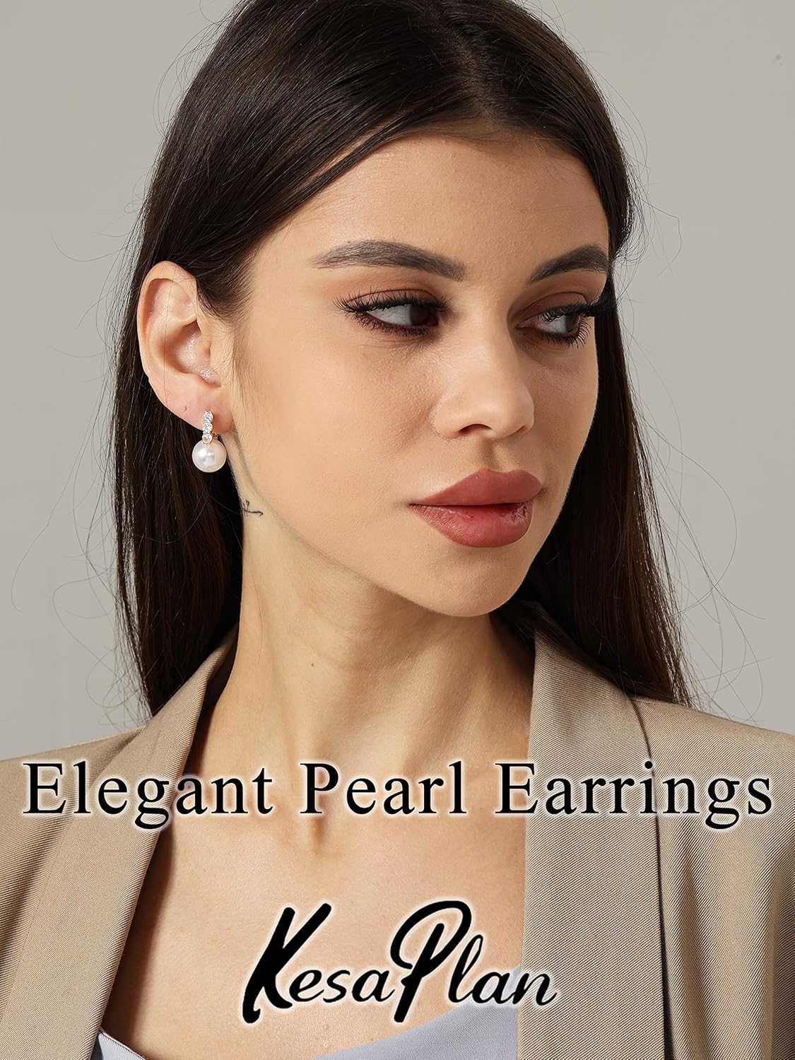 Pearl Earrings for Women 14K Gold Plated Hypoallergenic Pearl Earrings 5A Cubic Zirconia Dangle Earrings Elegant Jewelry - Image 4
