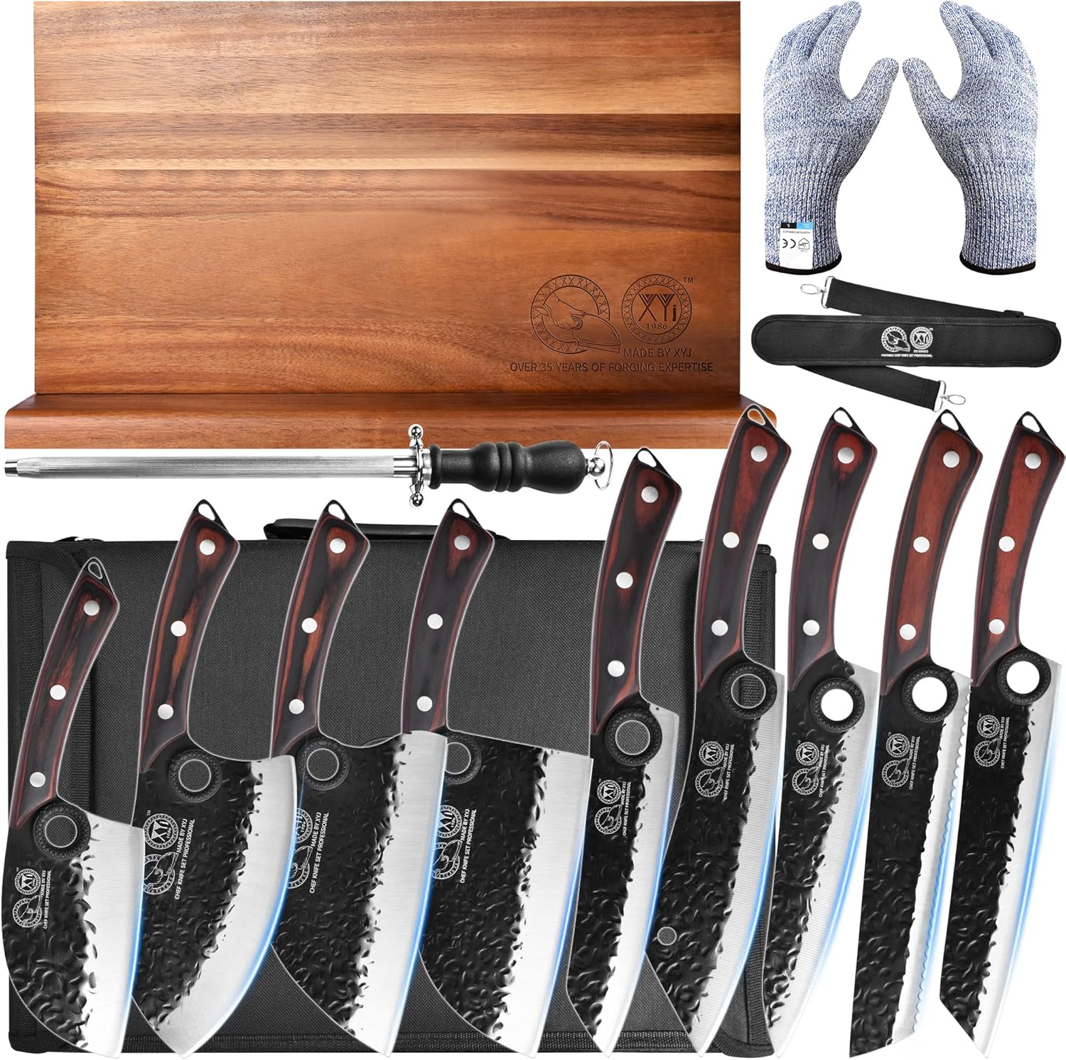 Set Cuchillos Cocina 9 Piezas Acero Inoxidable Base Magnética