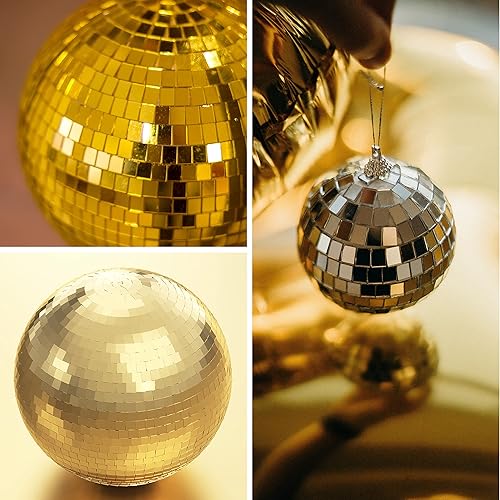 Miniatura 7 de PP OPOUNT - 2,360 azulejos de mosaico autoadhesivos, dorados, de discoteca, cuadrados y de vidrio para decoración de manualidades, bola de