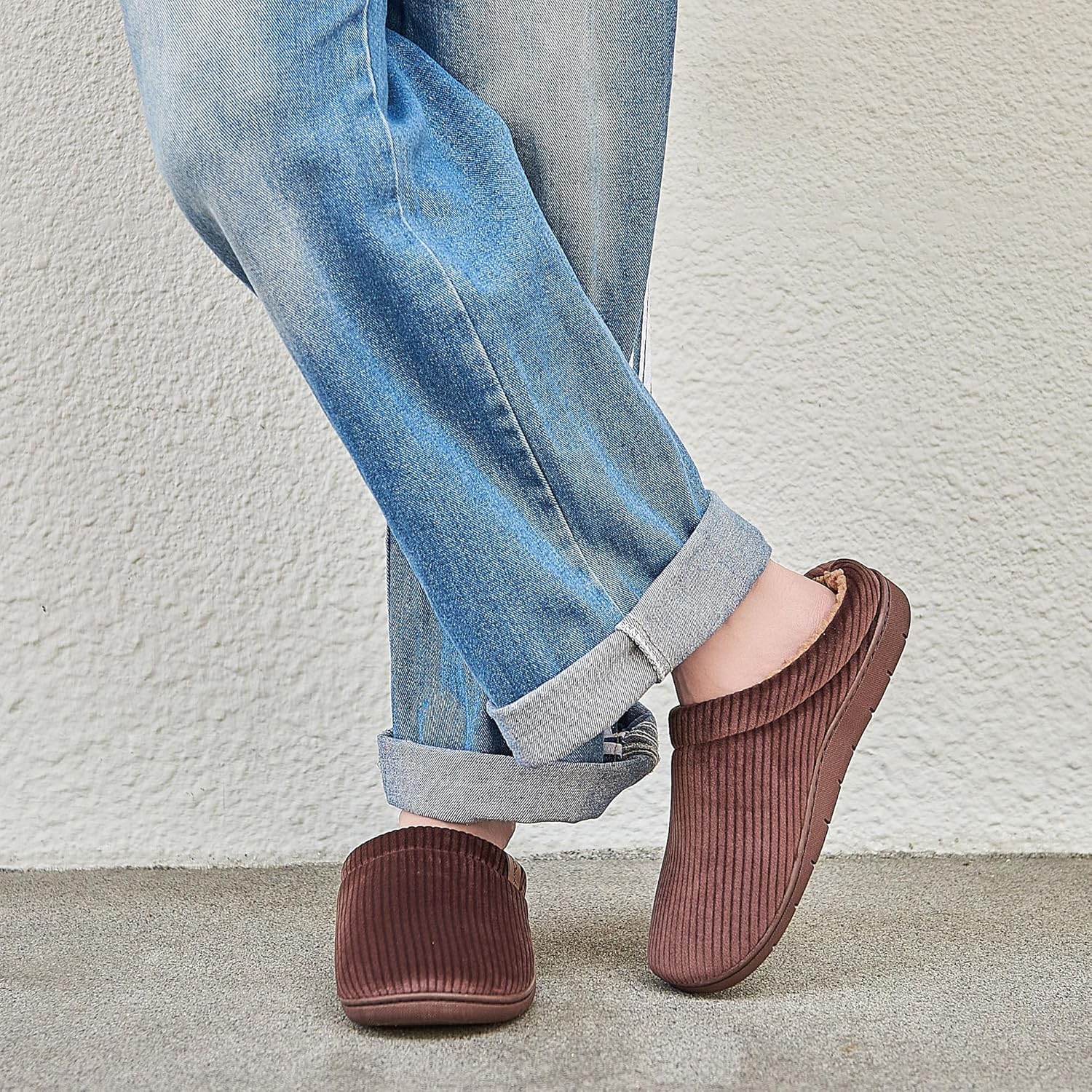 Men's Fuzzy Slippers with Warm Polar Fleece Lining & Memory Foam Insoles for Comfortable - Arch Support House Shoes for Indoor Outdoor Use - Image 2