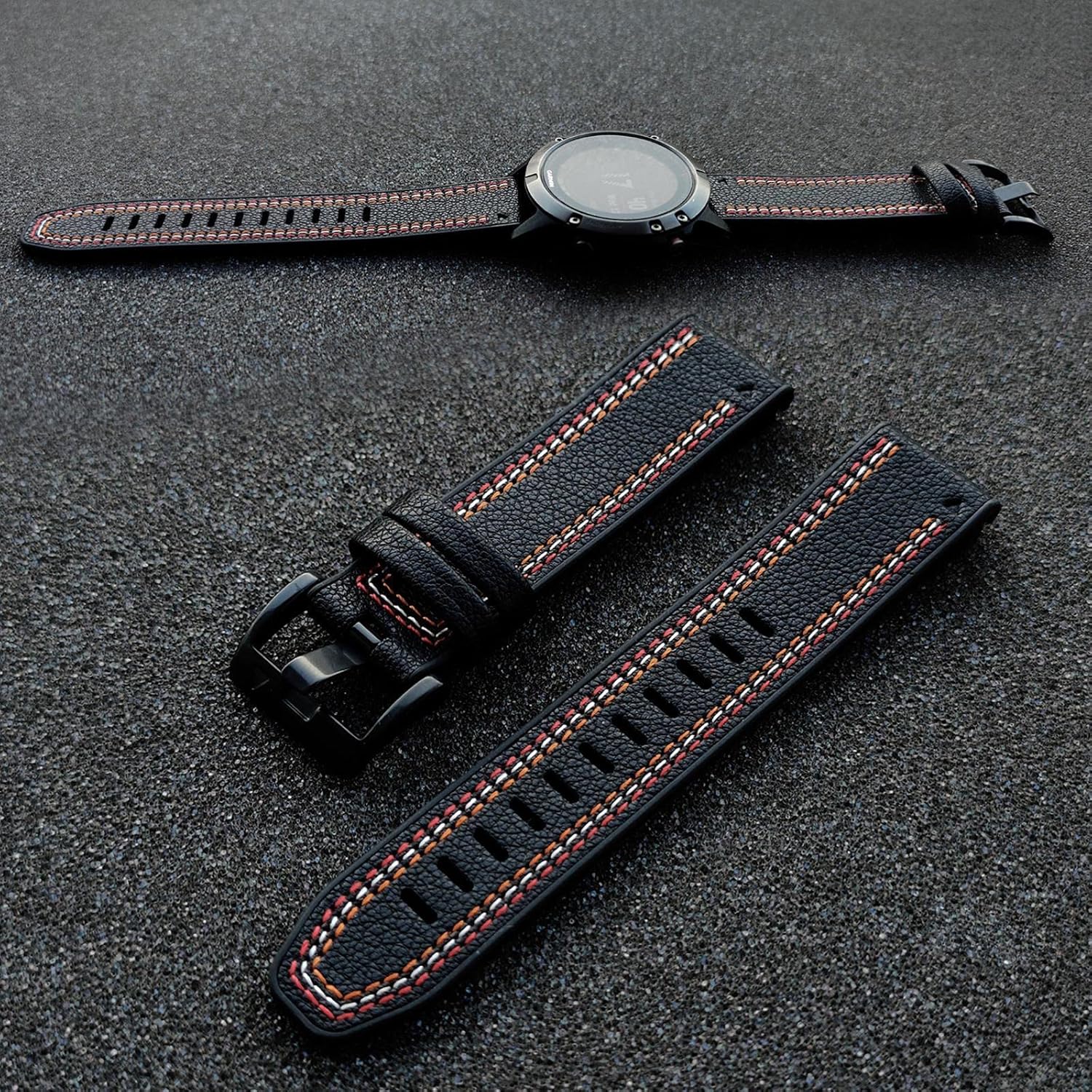 abanen quick fit 22mm watch bands for fenix 7 fenix 6 fenix 5 epix 2 fiber leather with silicone lining stitches soft sweat proof wrist strap for