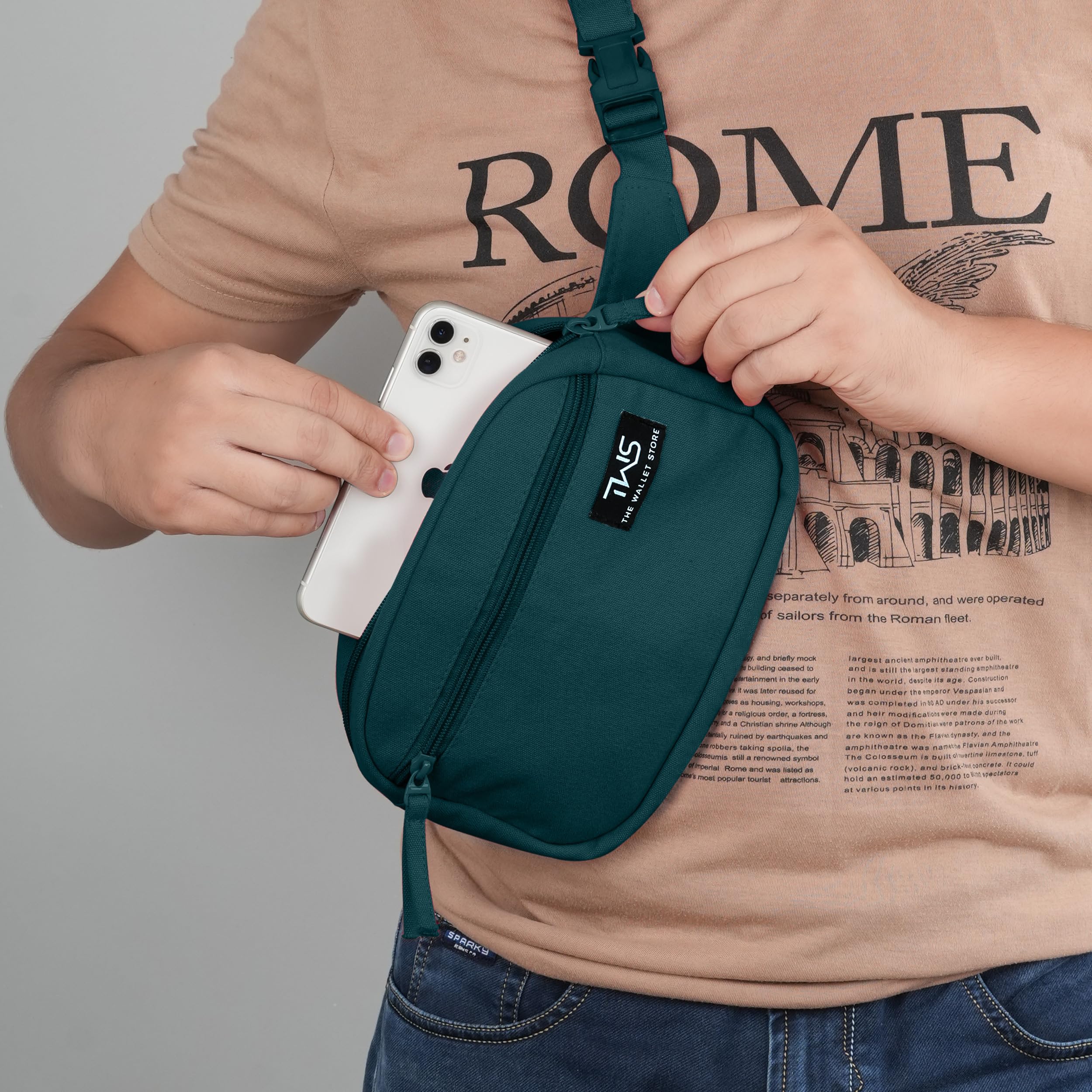 The Wallet Store Urban Trek Canvas Fanny Bag - Teal