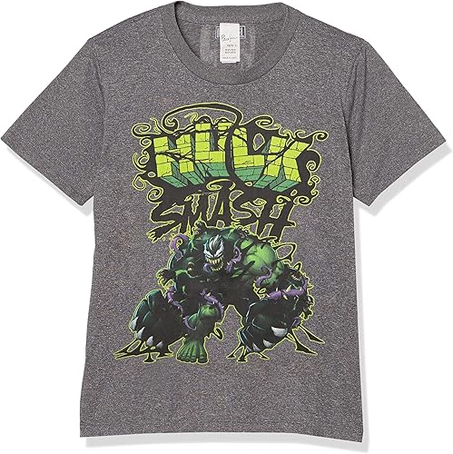 Marvel Kid's Little, Big Boys Venom Hulk Smash T-Shirt, Charcoal Heather, Large