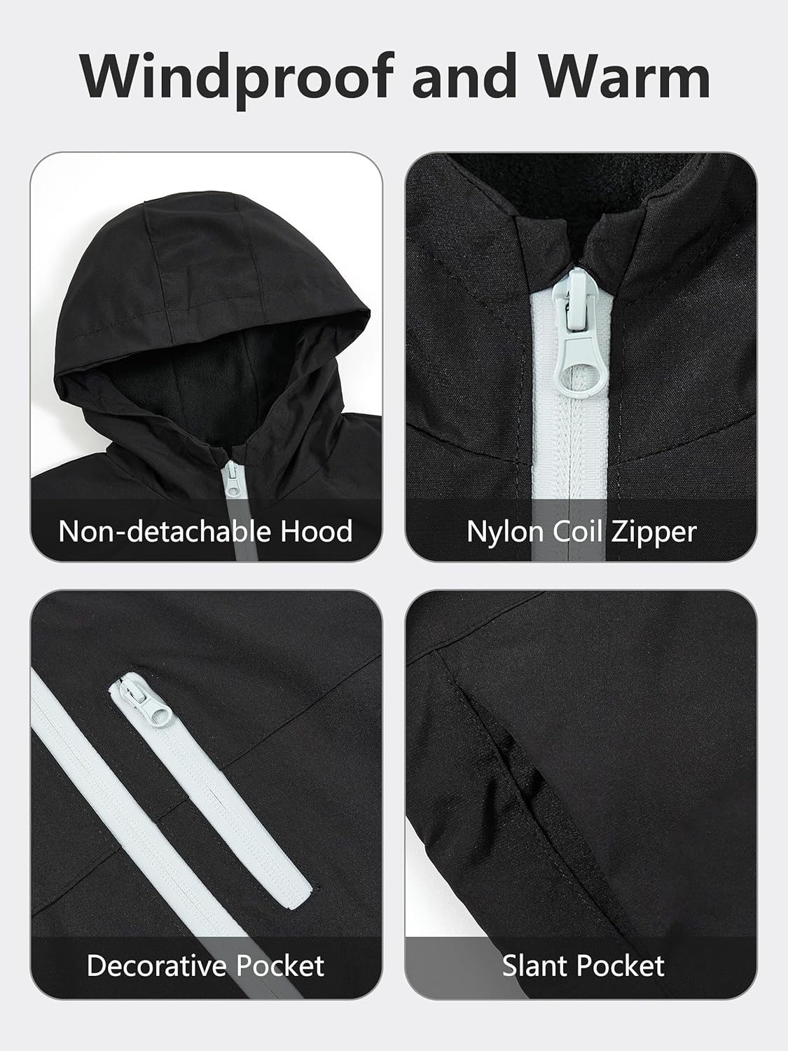 Volunboy Toddler Boys Hooded Fleece Lightweight Windbreaker Jackets Zip Up Windproof Fall Winter Hoodie Outerwear Coat